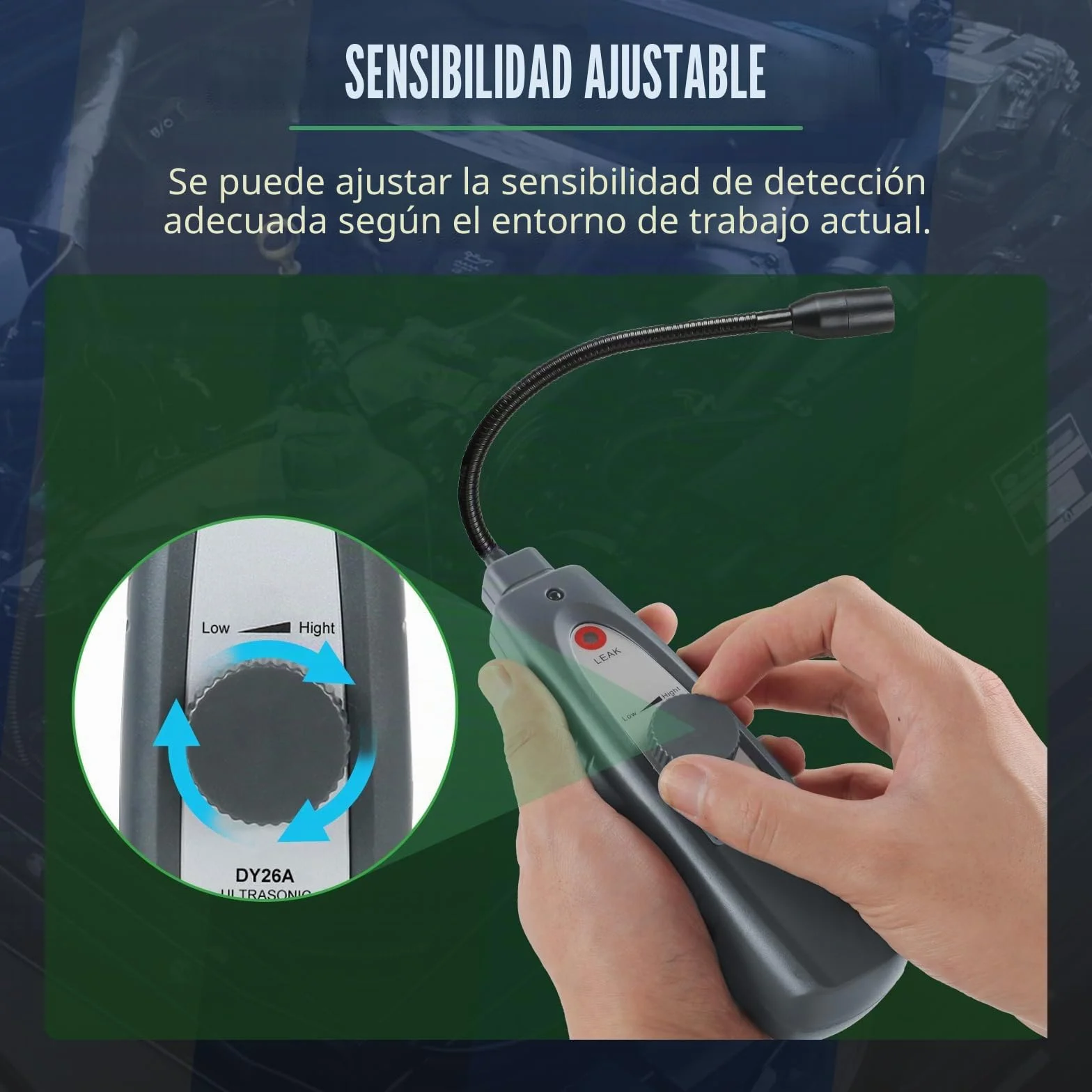 Detector de Fugas ultrasónico, Herramientas de detección de Fugas Detector de Fugas de Aire de 40 KHz ± 2 KHz Buscador de Ruido automotriz con Auriculares Sensor Sensible de sonda de 420 mm
