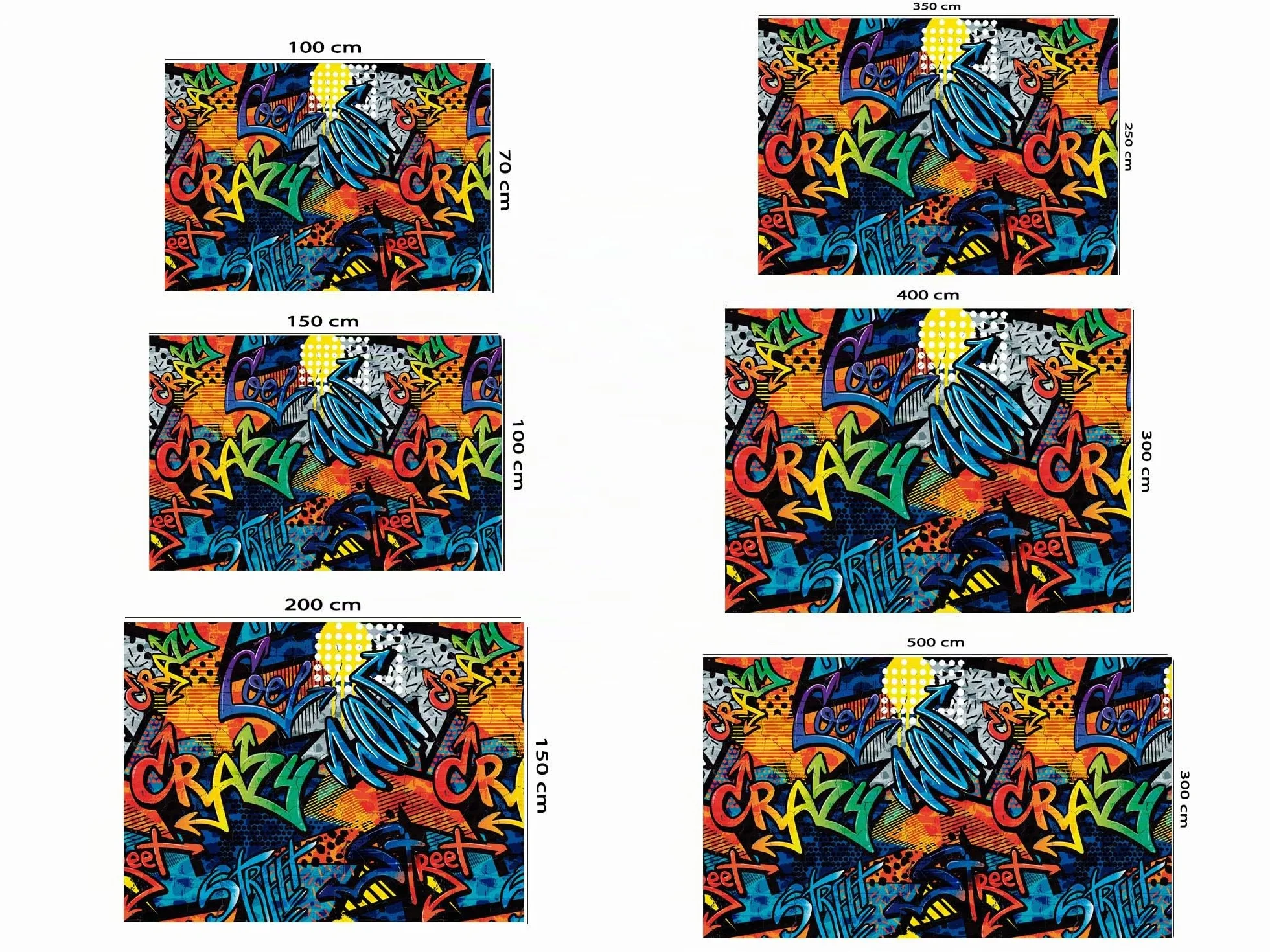Oedim Fotomural Vinilo Para Pared Graffiti Crazy | Mural | Fotomural Vinilo Decorativo | 200 x 150 cm | Decoración comedores, salones, habitaciones