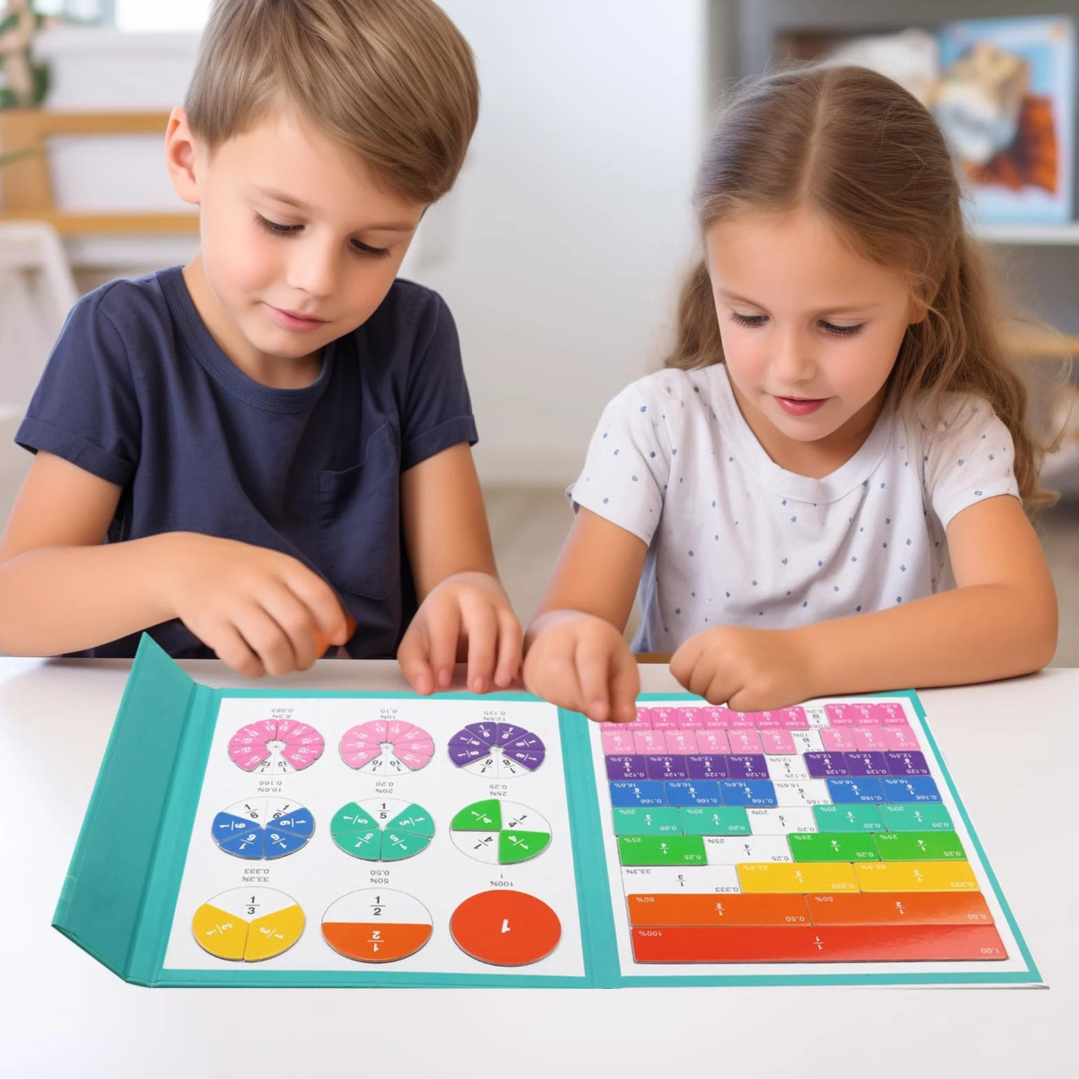 Libro de Fracciones Magnéticas para Niños – Libro Demostrativo con Manipulativos, Juego Educativo de Matemáticas, Recursos de Aprendizaje para Escuela y Casa