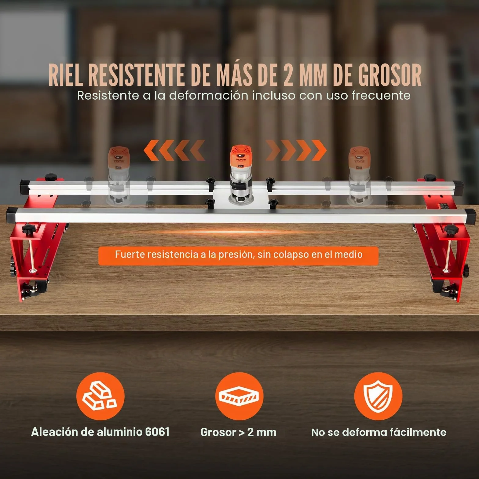 VEVOR Trineo Enrutador Plantilla Portátil para Aplanar Losas de 1625 mm Carpintería para Aplanar Losas Plantilla Guía de Losa Herramienta de Cepillado para Aplanar Madera Bricolaje