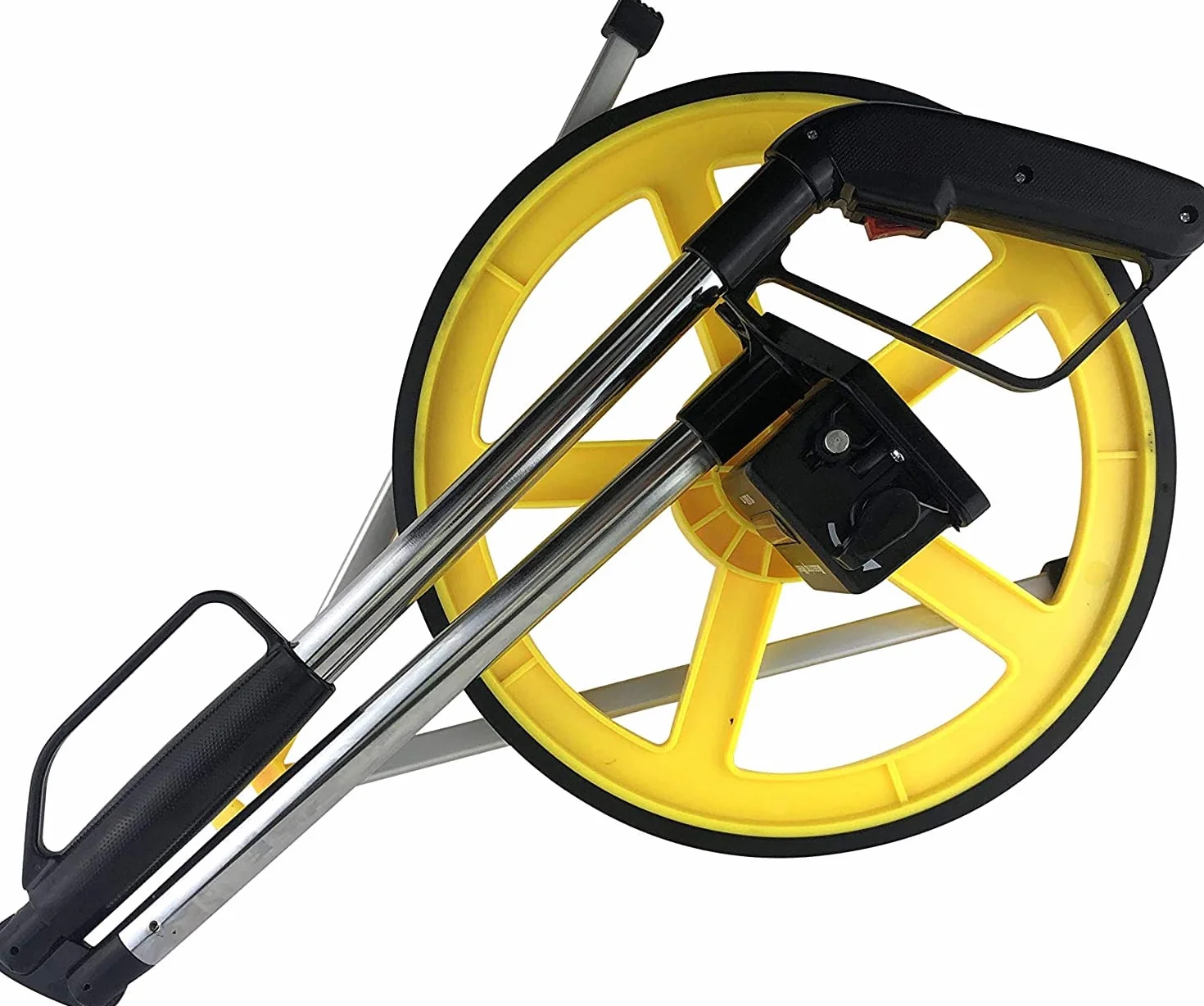 PRODIAMANT Rueda de medición de distancia 0 – 9999 m [plegable e iluminada] – Rueda de medición precisa con contador, soporte y bolsa de transporte, ideal para construcción, medición y deportes