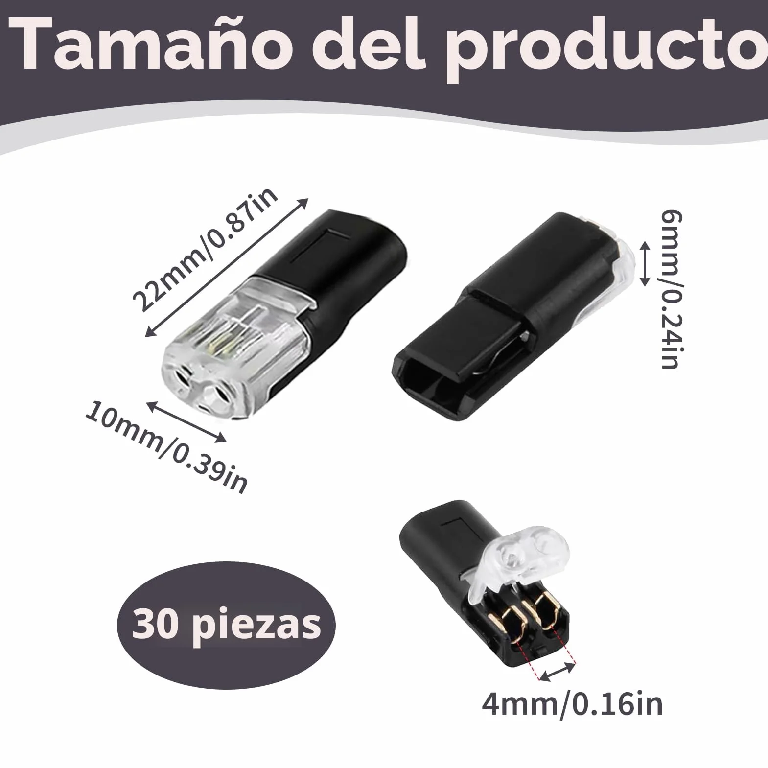 Conectores Electricos Rapidos 30 Piezas 18-22 AWG Terminal de Empalme para Automocion y Hogar