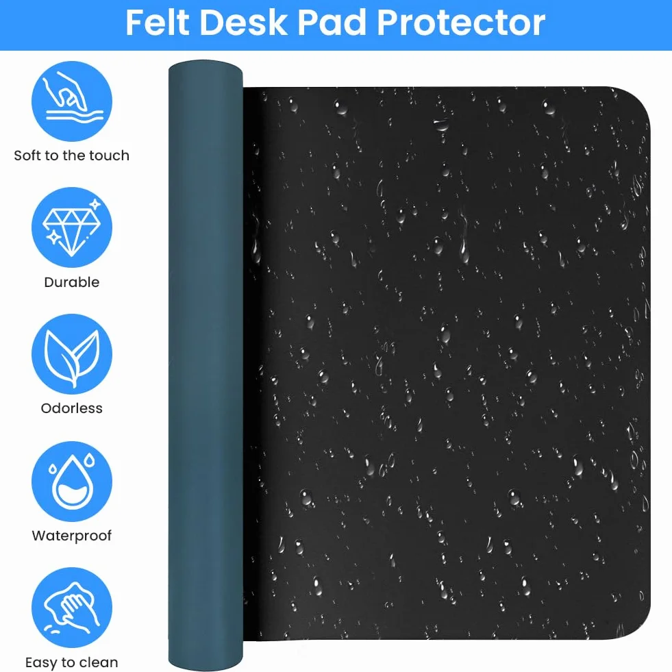 AUYAO Alfombrilla de Escritorio de Cuero 90x40cm Protector Mesa PU Doble Cara Impermeable Antideslizante