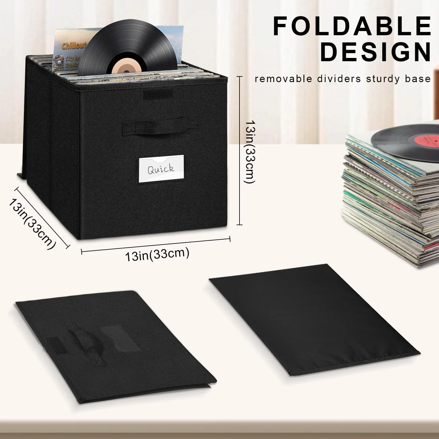 Caja de Almacenamiento para Discos de Vinilo LP 12 Pulgadas Capacidad 90 Discos