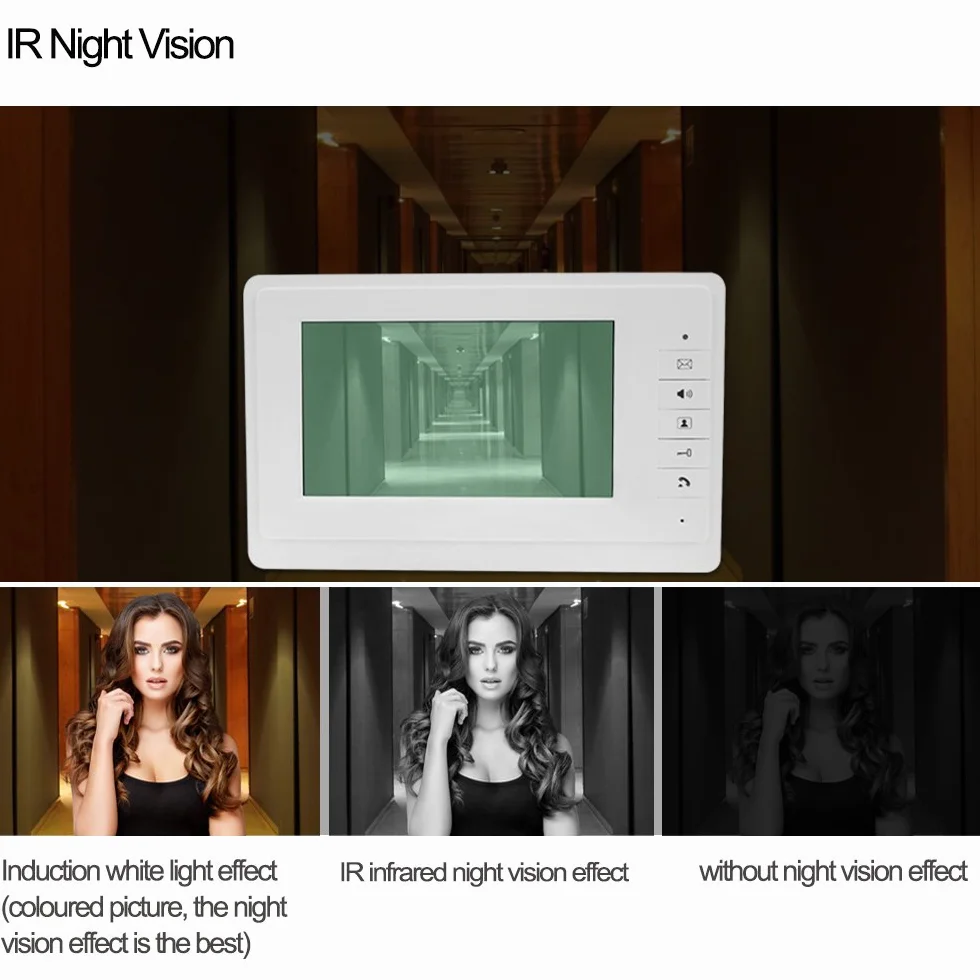 7 '' de intercomunicación Video Portero Puerta Sistema Kit 700TVL IR Visión Nocturna Exterior cámara para 2 Apartamentos