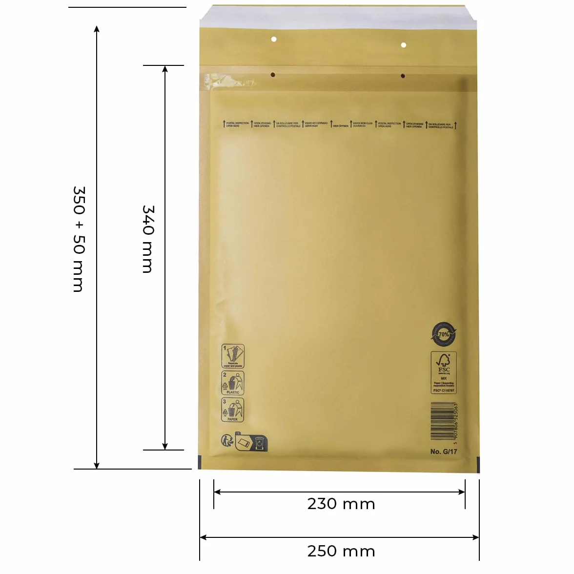 Sobres acolchados con burbujas G7 250 x 350 mm blanco DIN A4+ C4 cierre autoadhesivo