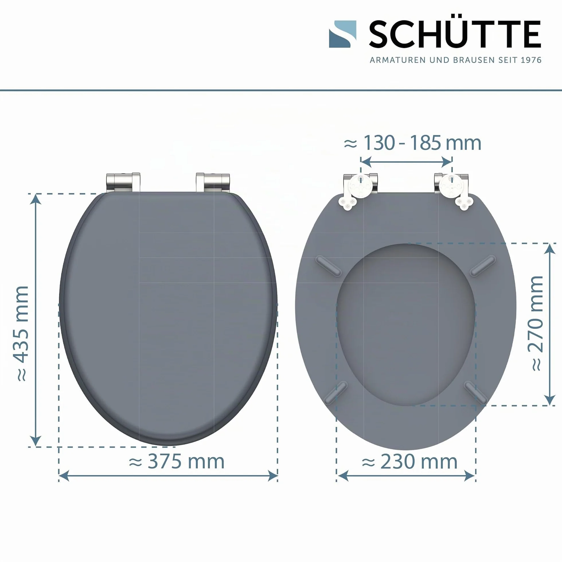 SCHÜTTE Spirit Grey Asiento de inodoro con tapa y descenso automático de núcleo de madera (carga máxima de 150 kg), gris
