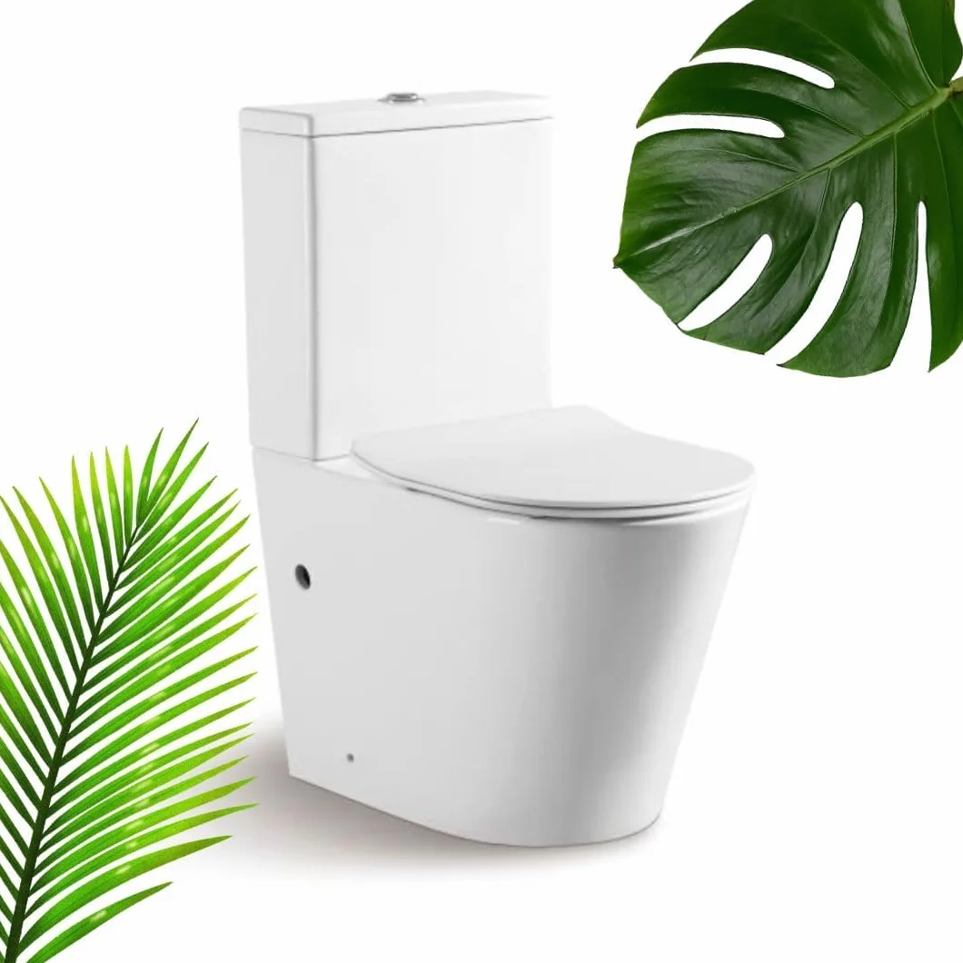 Inodoro Completo - WC Inodoro Completo con Sistema Rimless Antibacterias - Vater Baño con Tapa UF Termodurente Amortiguada - Inodoro Salida Dual Eficiente con Ahorro de Agua (Venecia)