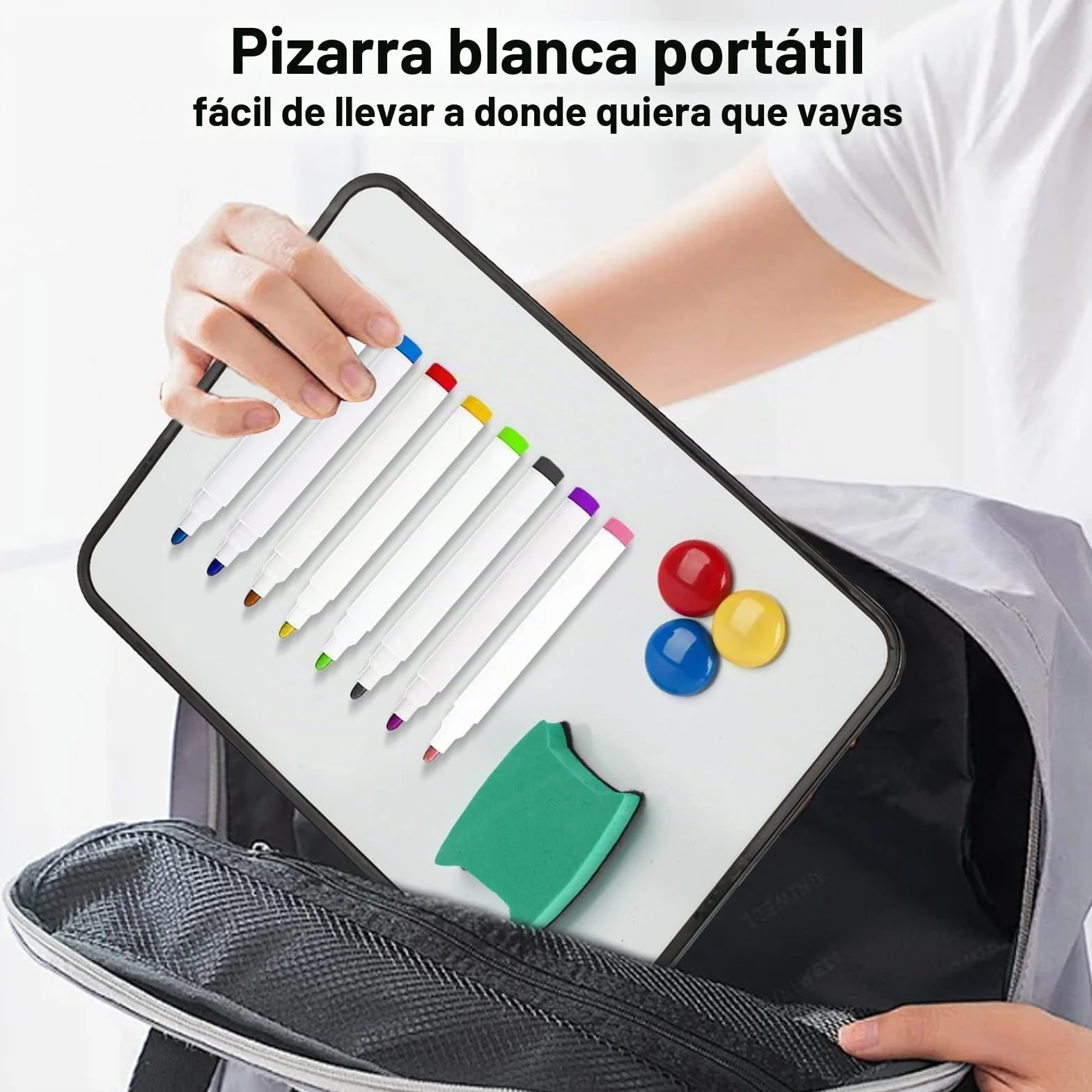 Pizarras Blancas de Borrado en Seco Doble Cara A4 30x21 cm con Rotuladores Borrador Imanes