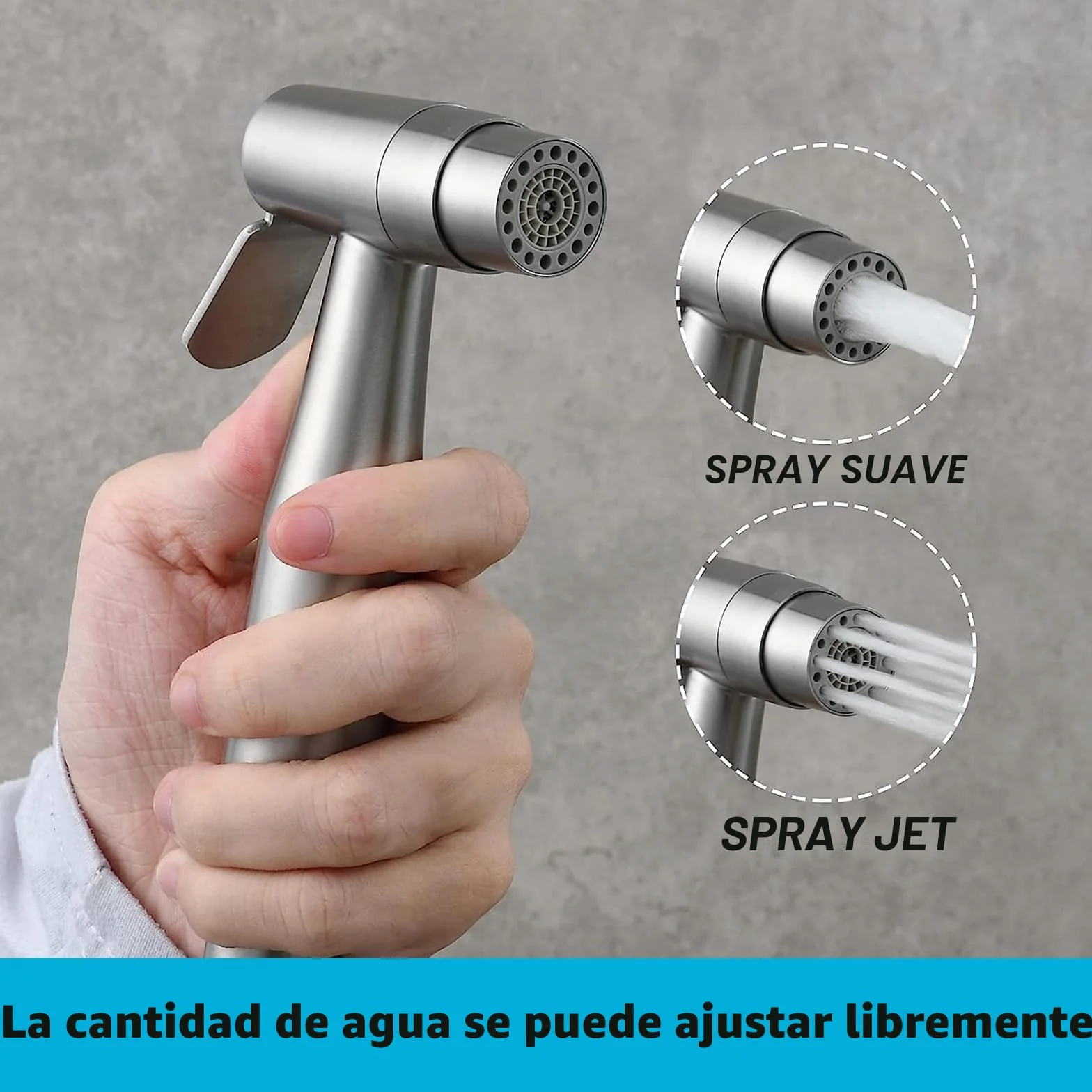 Bidet Handbrause Set Edelstahl Doppelfunktion mit G1/2" T Ventil G3/8" Adapter für Dusche Badezimmer