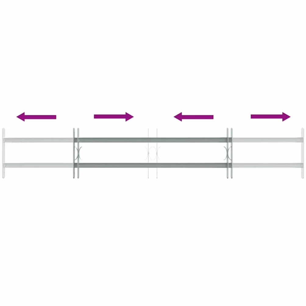 Reja de Seguridad Ajustable Ventana con 2 Barras 1000-1500 mm, Bricolaje Materiales de construcción Ventanas, Plateado, 4.8kg
