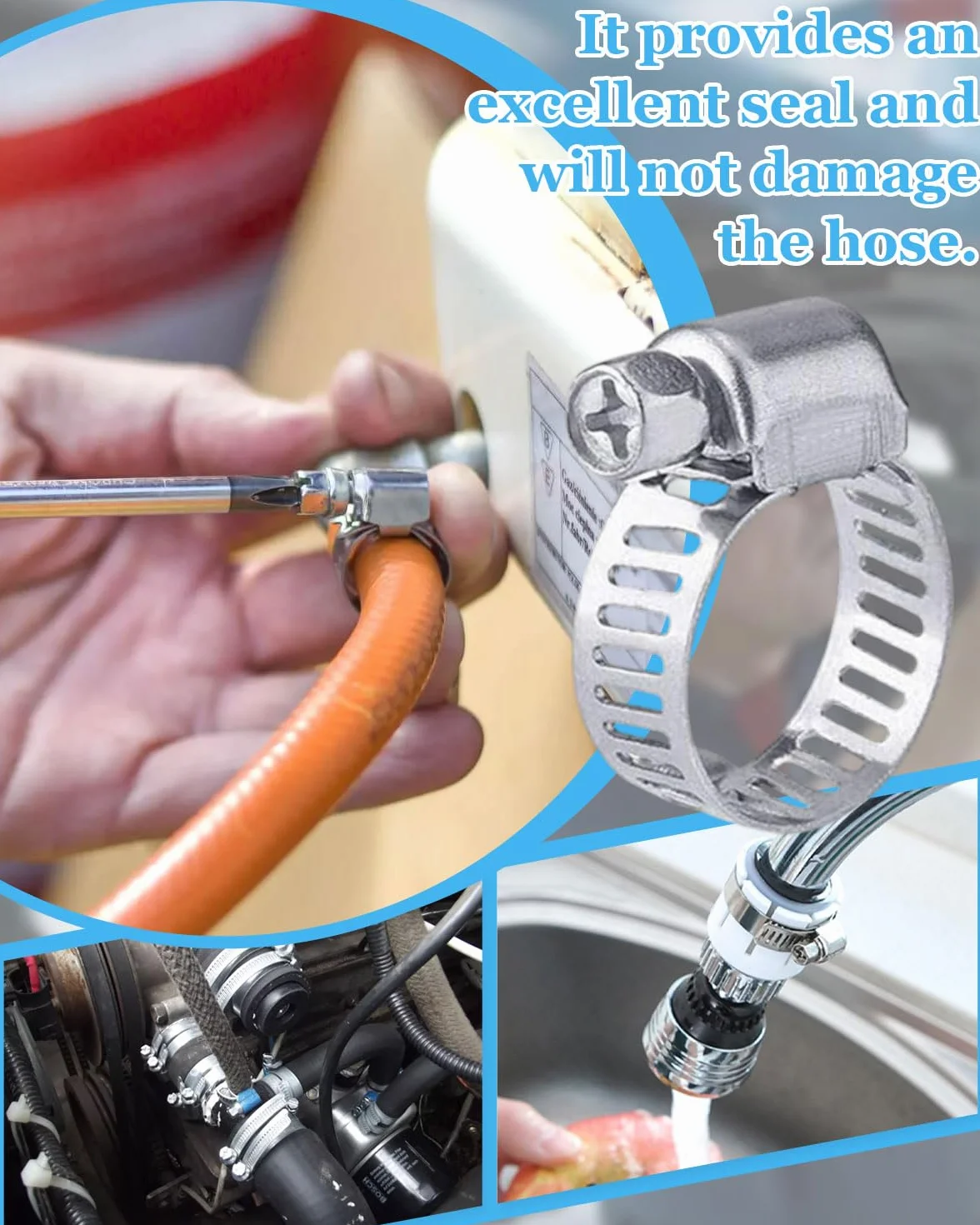 6 piezas Abrazaderas Metalicas para Tubos, Acero Inoxidable Ajustable 16-25 mm, Abrazaderas Tubo, de Manguera de Acero Inox para Mangueras Tubería de Agua Piscina