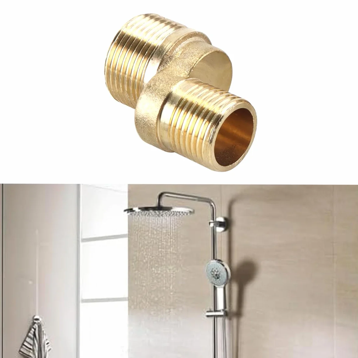 Adaptador de Grifo de Ducha 2 Unidades, Conector de Pared Flexible 1/2" 3/4" Rosca Externa Accesorio Baño Cocina