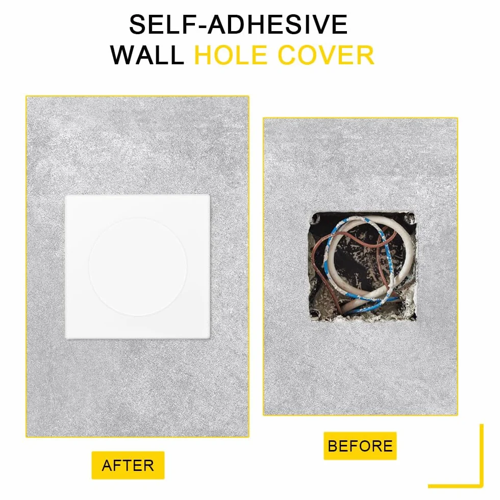 2Pcs Placa de Pared Decorativa,86 x 86 mm, Autoadhesivas Tapa Ciega Enchufe Pared, Cubierta para Enchufes con Orificio Extraíble para Enchufes o Interruptores no Utilizados(Blanco)