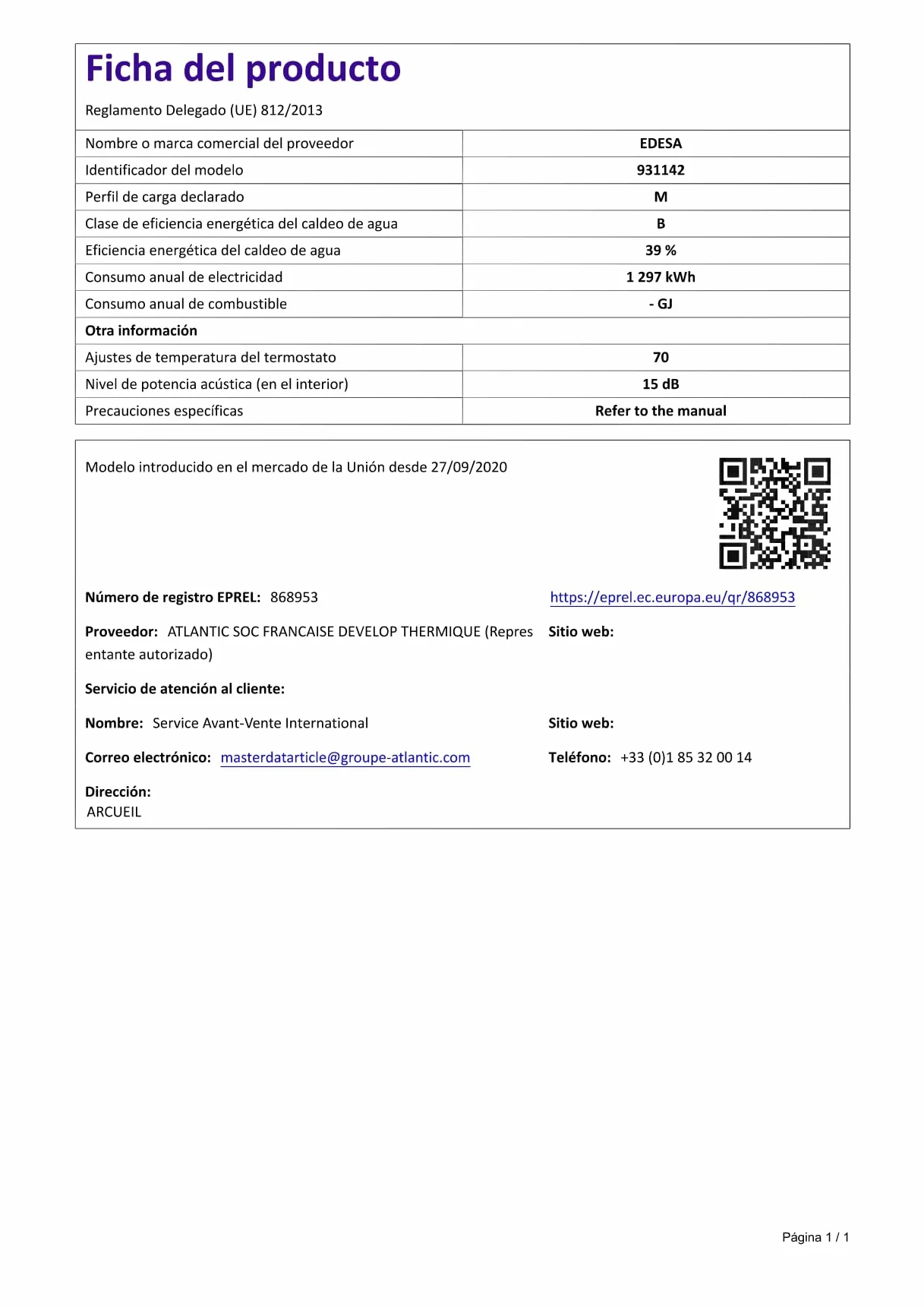 Edesa Flat 50 Wifi, termo eléctrico 50 litros, Calentador de agua horizontal o vertical, medidas 76,5 x 490 x 310cm, Fabricado para ser instalado en España