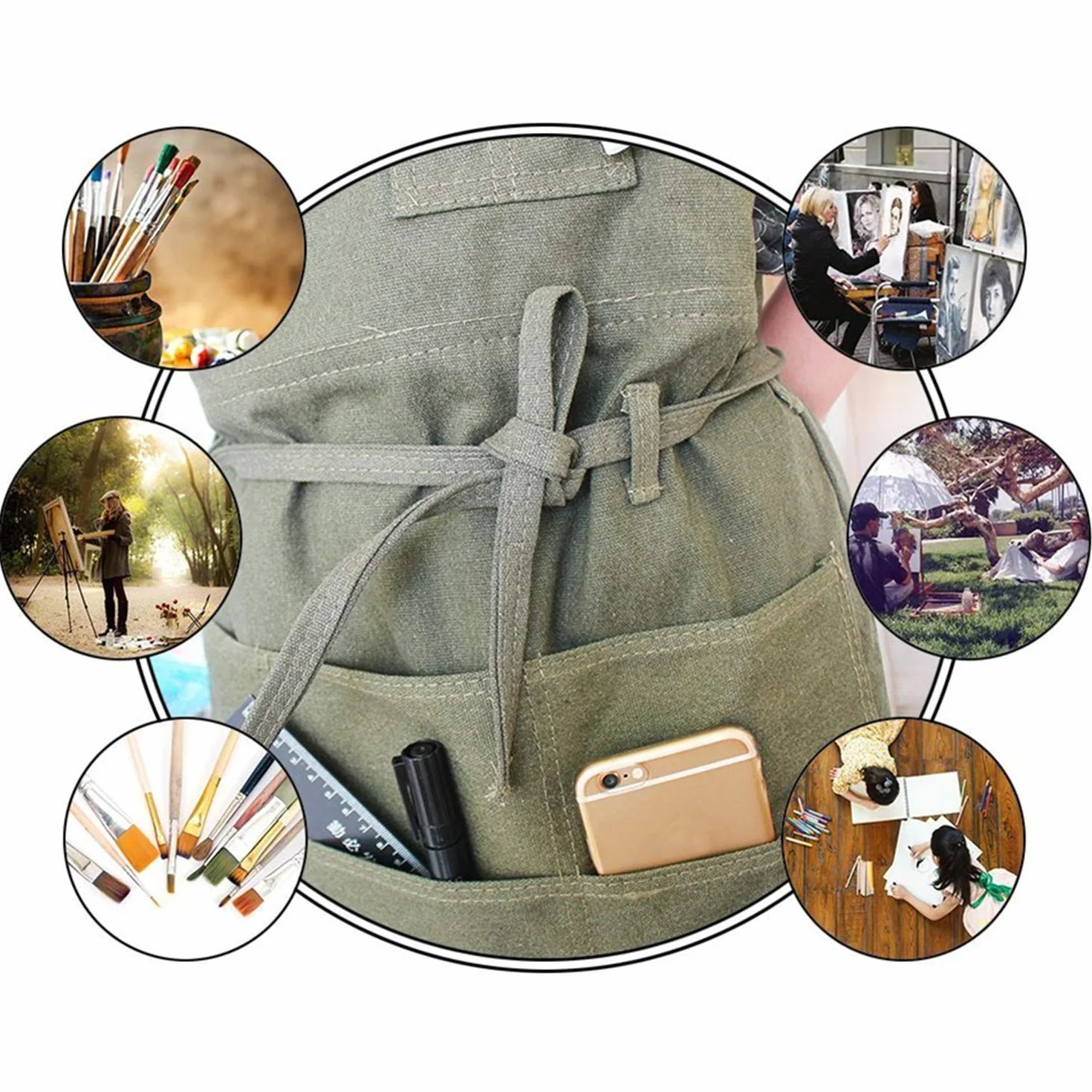 Delantal ajustable para artista con bolsillos, unisex, para pintor, pintura, para manualidades, jardinería, utilidad o trabajo