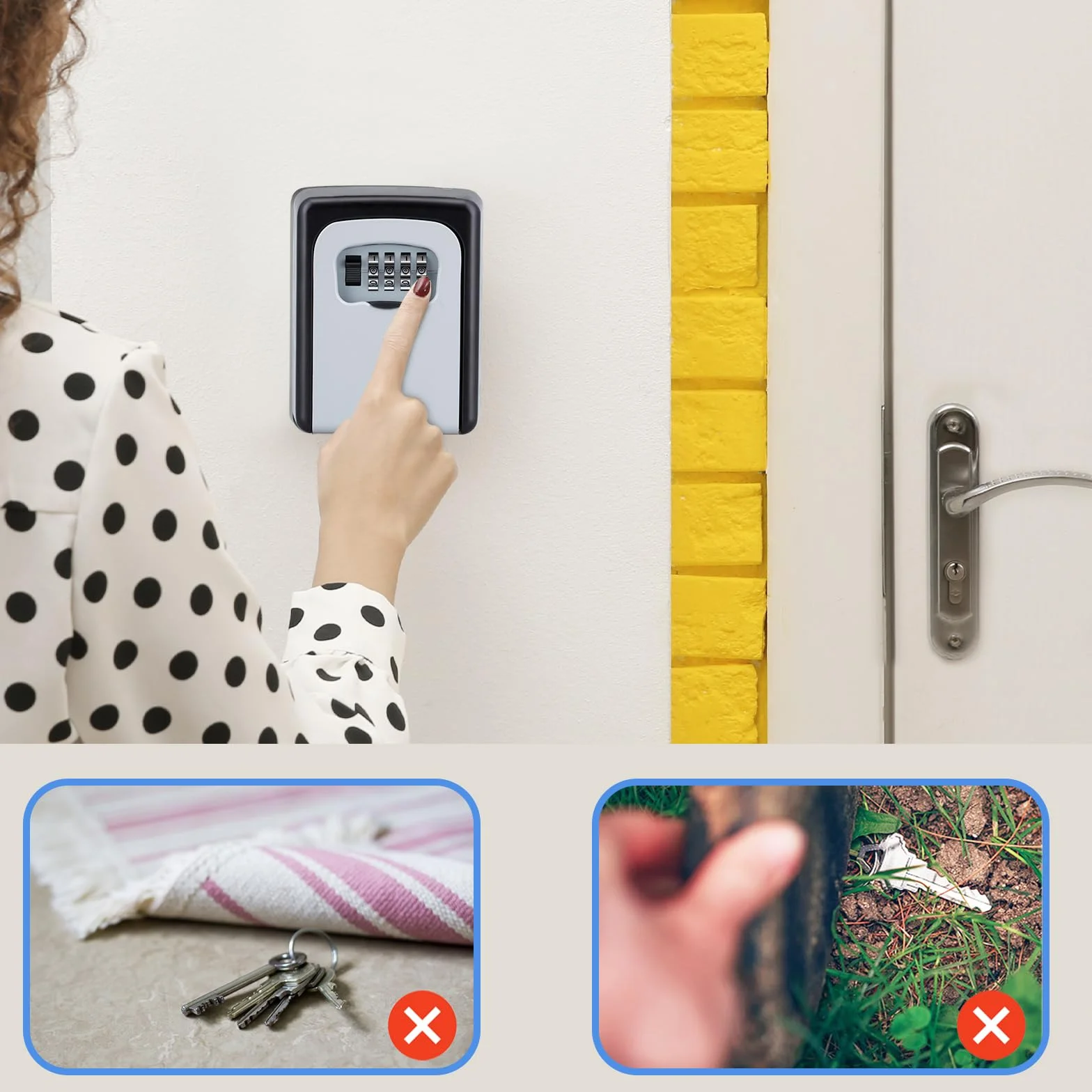 ZHEGE Caja Fuerte Llaves Montaje en Pared, Caja Llaves con Codigo de 4 Digitos Exterior, Caja Seguridad Llaves para Bloque de Pisos, Oficina, Hogar, Garage, Almacén, Airbnb (Negro)