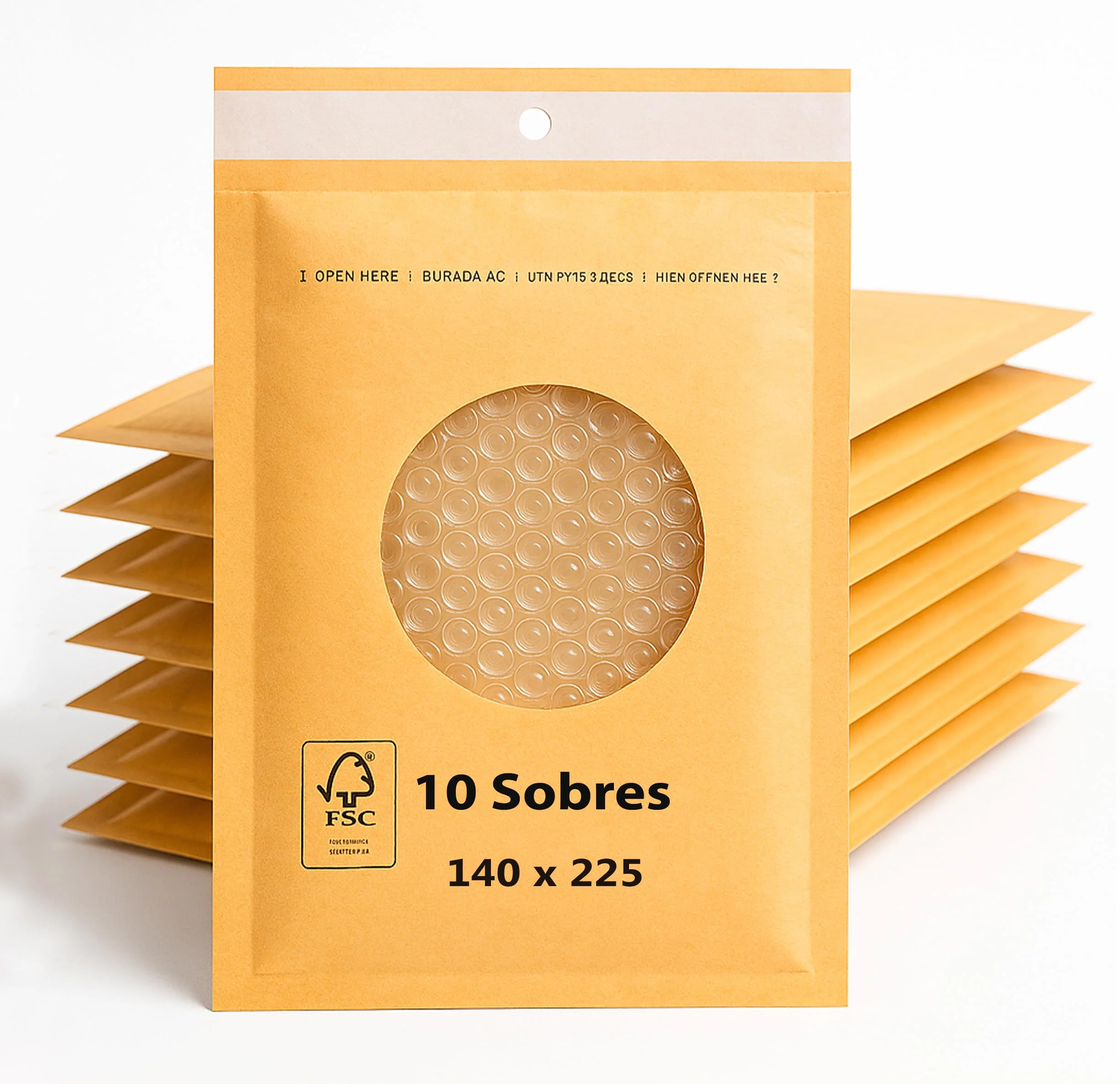 Sobres Acolchados de Burbujas 140x225 mm, Marrón, Paquete de 10 Unidades para Envíos