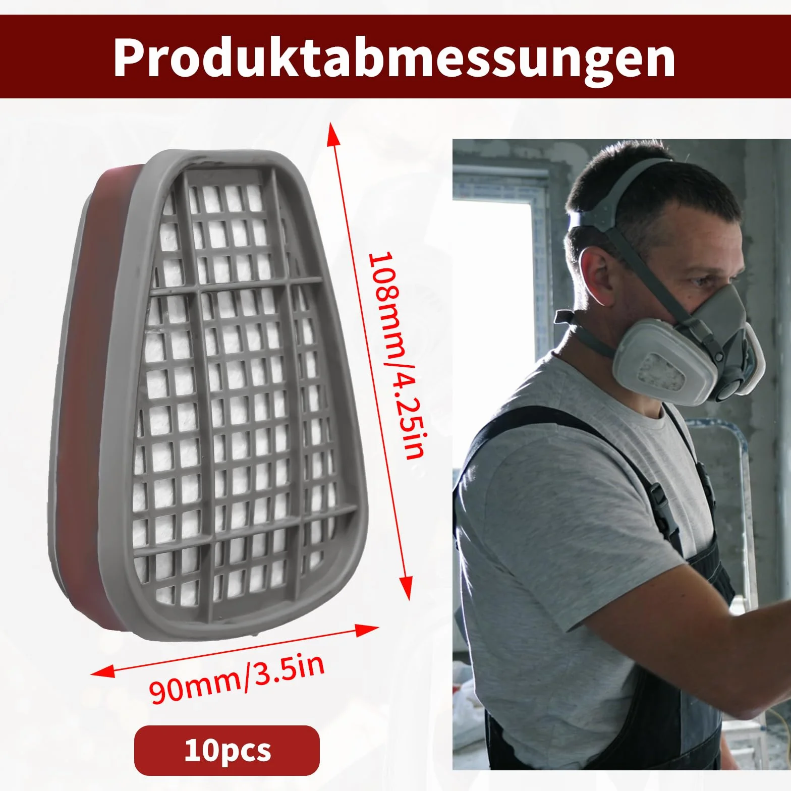 10 filtros para máscara respiratoria, 6001 para máscara pintura, cartuchos de vapor orgánico, filtro químico de pintura contra polvo, gas, vapores orgánicos, con 6100/6200/7501/7502/6502/6800