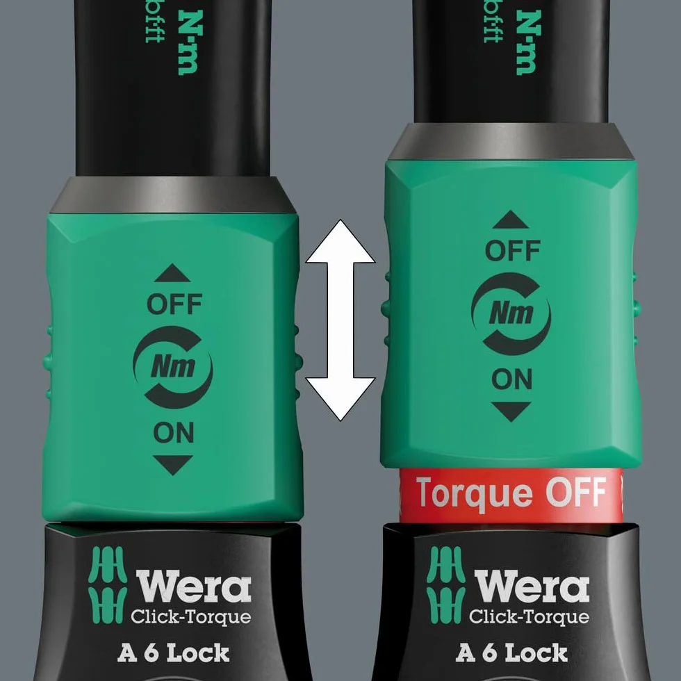 Wera Click-Torque Lock A 6 Llave dinamométrica, ajustable, función Torque Lock, carraca de conmutación, apriete hacia la derecha, 2,5-25 Nm, 1/4" x 2.5-25 Nm