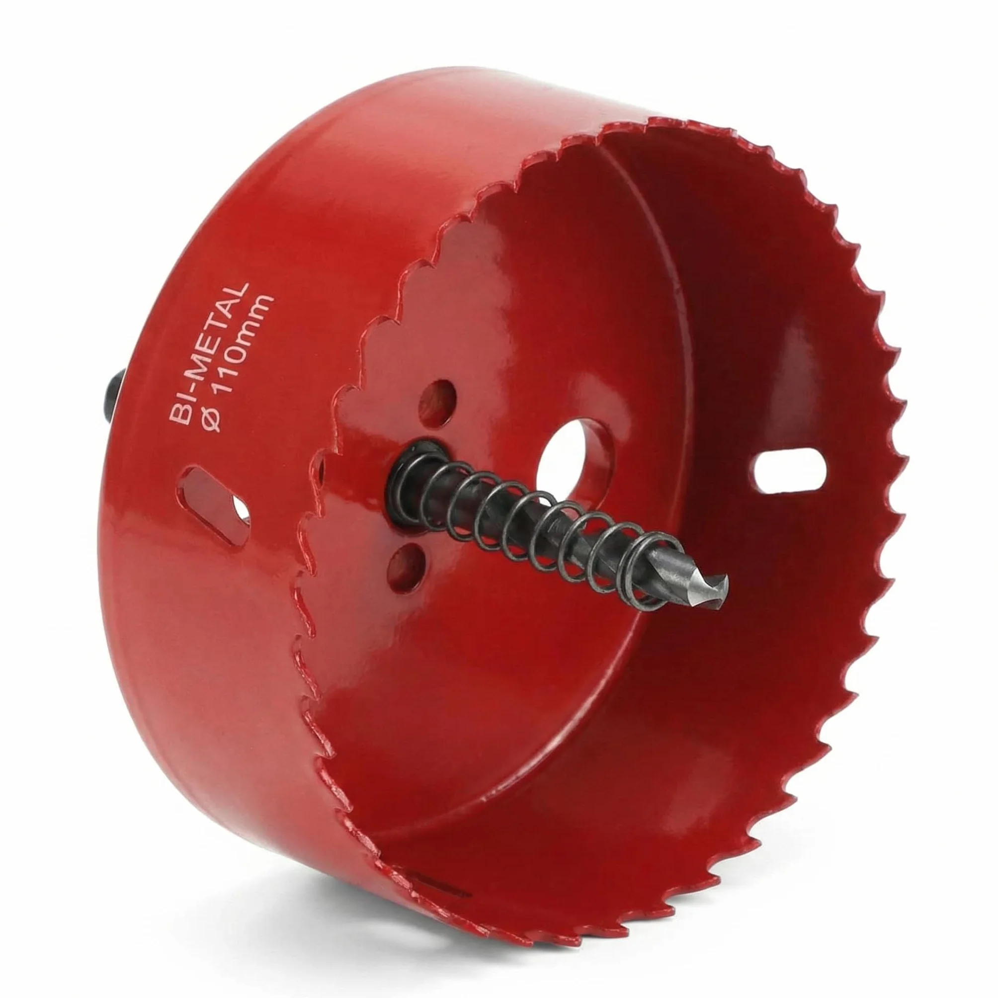 QWORK® Sierra corona 110mm, M42 HSS sierra de agujero bimetálico, con vástago hexagonal y broca para aluminio, hierro y madera