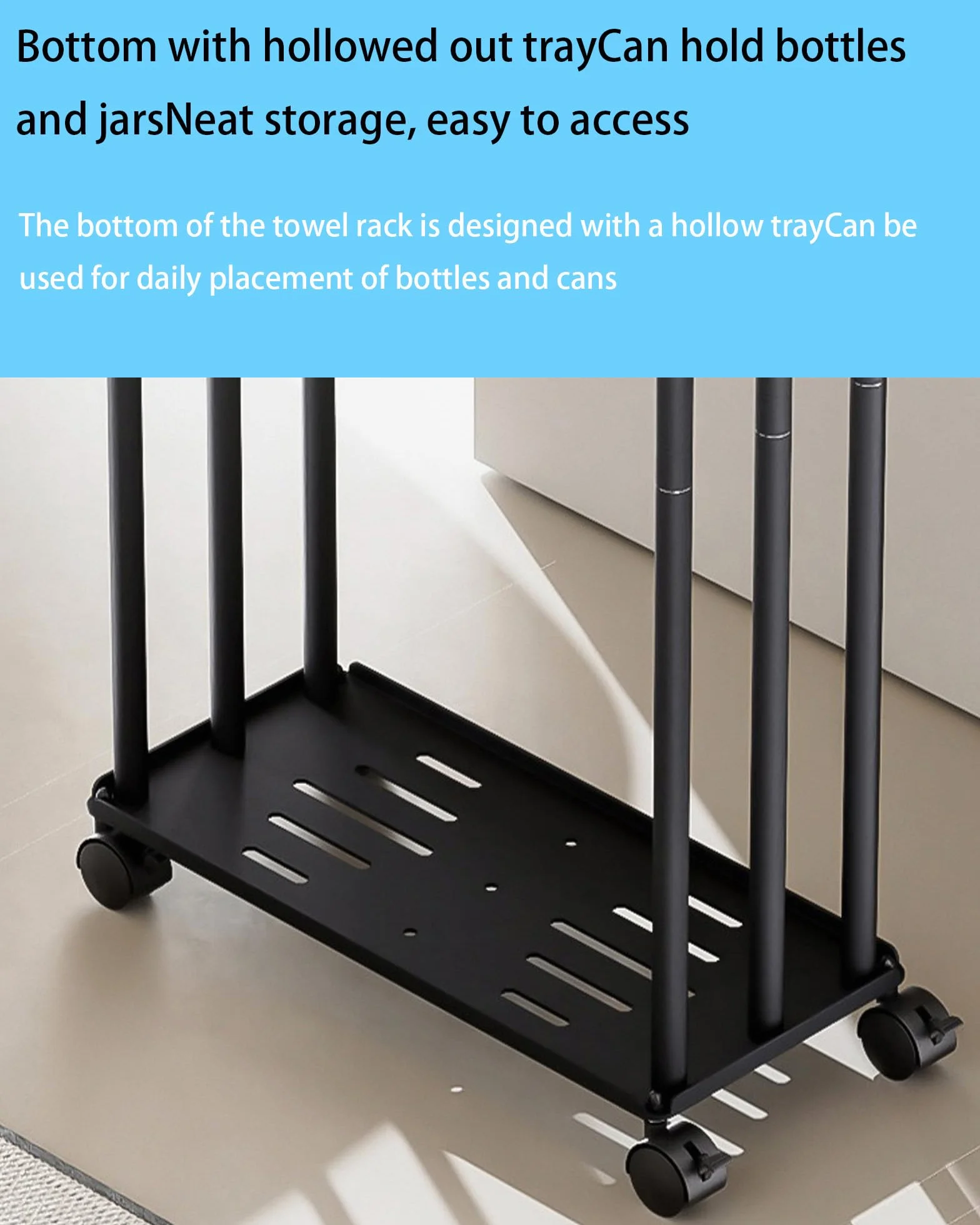 Toallero de Pie de 3 Niveles, Toallero Escalera con Estante y Ruedas, Ahorra Espacio, Material Metálico, Toallero de Piscina para Exteriores, para Baños, Salón, Negro