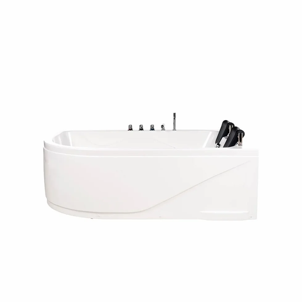 Home Deluxe - Bañera de hidromasaje - BLUE OCEAN XL izquierda, blanca, dimensiones: 180 x 120 x 65 cm - incl. cojín cervical, grifería y bomba de hidromasaje I Bañera de hidromasaje para 2 personas,