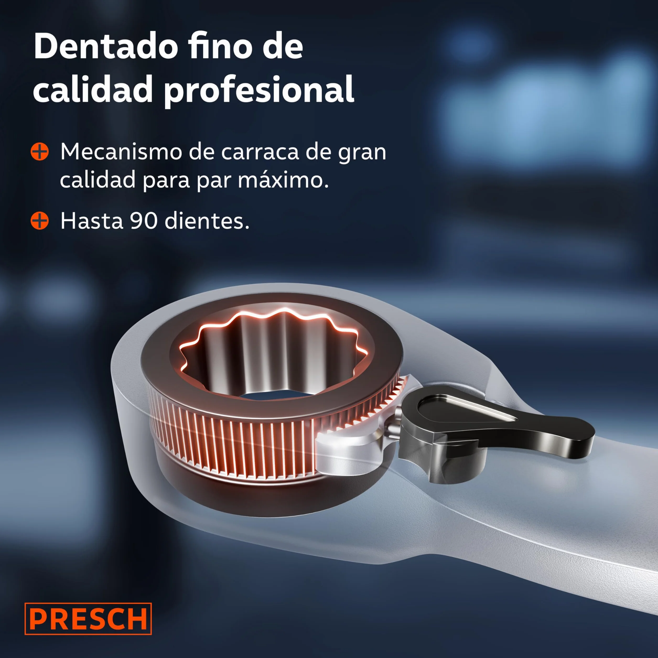 PRESCH Llaves fijas con carraca reversibles 5 uds (8, 10, 13, 17, 19mm) con bolsa - Ángulo de retorno mínimo (4°, 90 dientes) - Juego llaves carraca duraderas fabricados con precisión