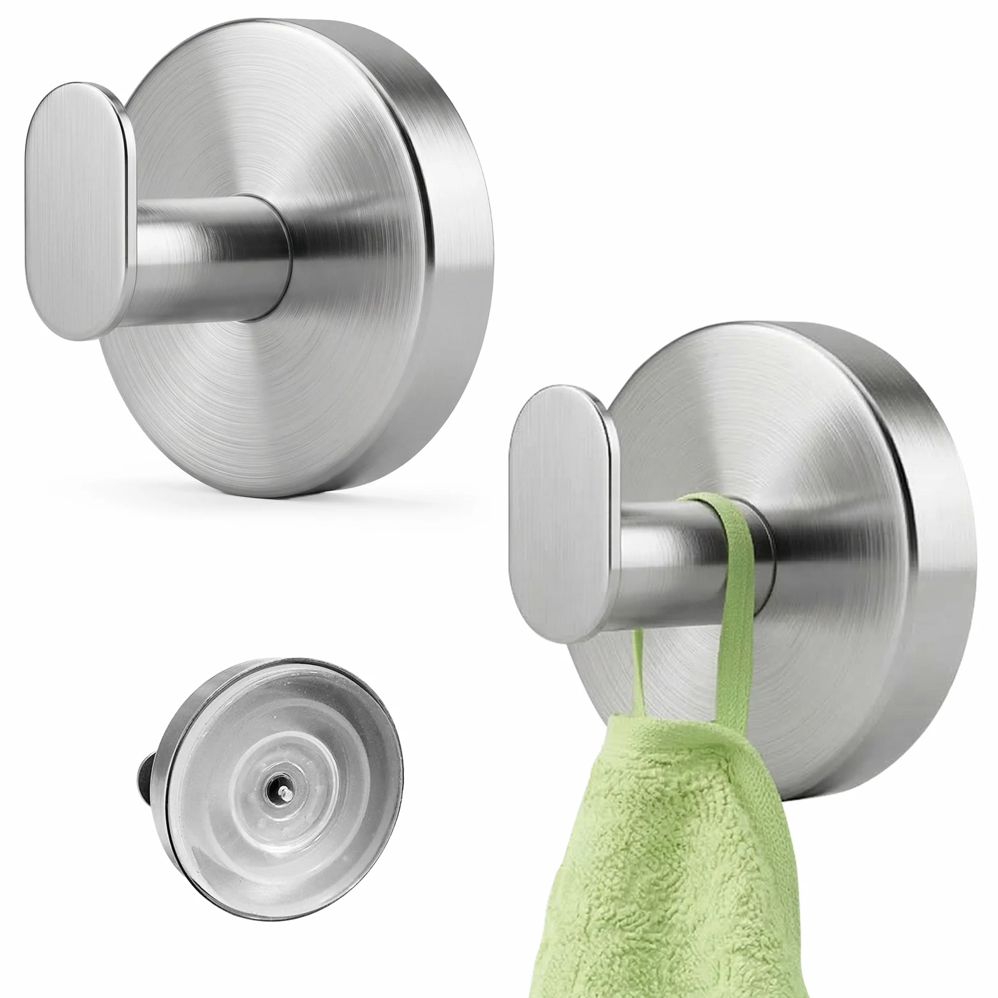 2 Toalleros de baño sin Taladro de Acero Inoxidable – Colgador Ventosa Resistente hasta 8 kg – Ideal Accesorios baño sin Taladro y Accesorios Cocina