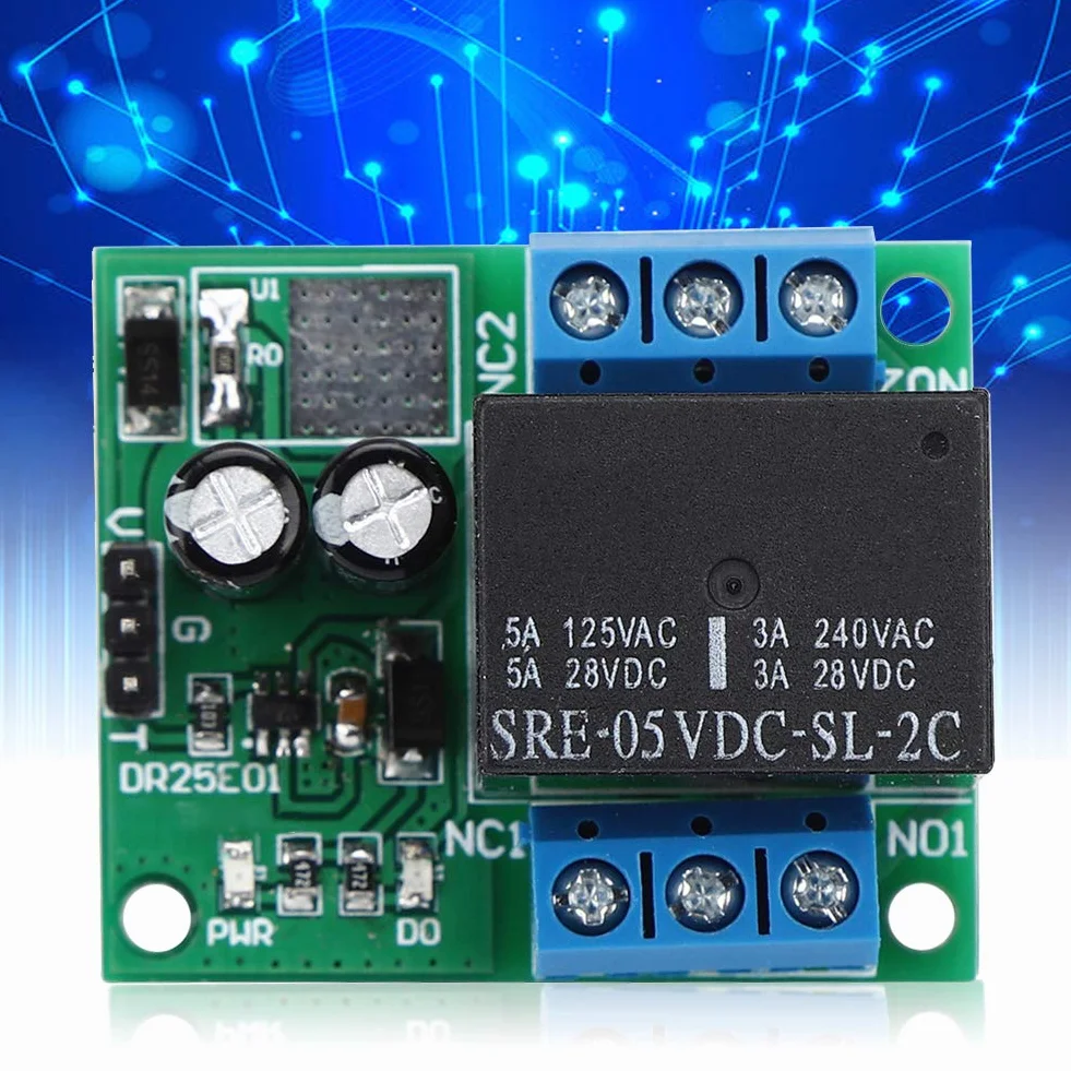 Módulo Relé Biestable DPDT 5V 12V DC con Control Pulso Bajo y LED Indicador para Automoción y Computadoras 39.5x33.3x23.3mm