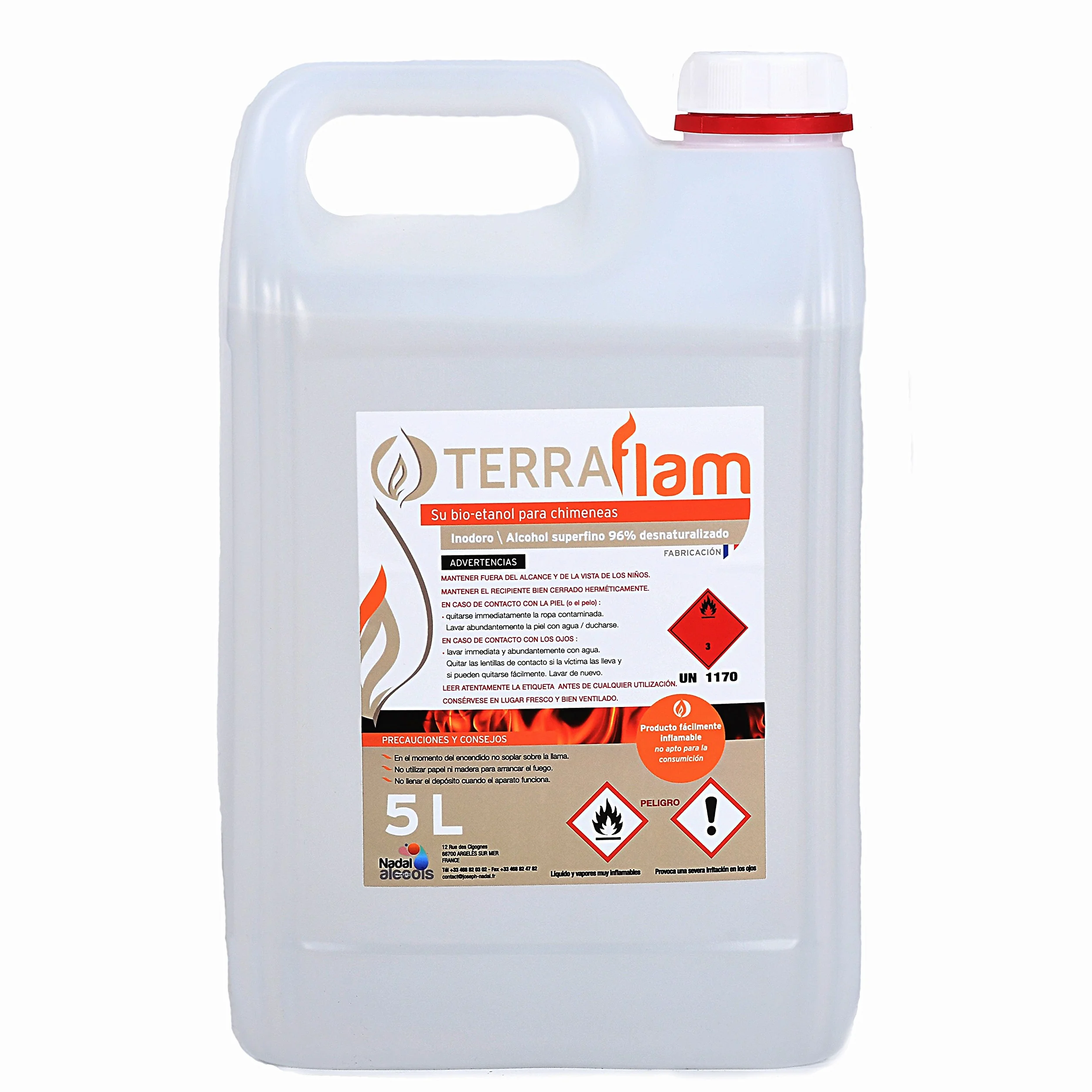 2X5L Bioetanol Terraflam para lámparas y chimeneas color transparente Combustión de alta calidad, no humos ni olores