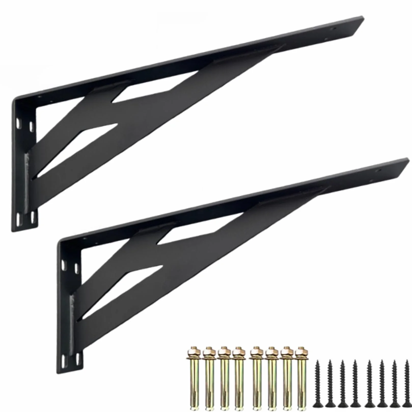 2 Piezas Soportes para Estantes de Pared, Escuadra para Estanterías,Soporte para Estanterías Pesados,Soportes Estantes Triangulares de 90 Grados Angular,con Tornillos (60cm)