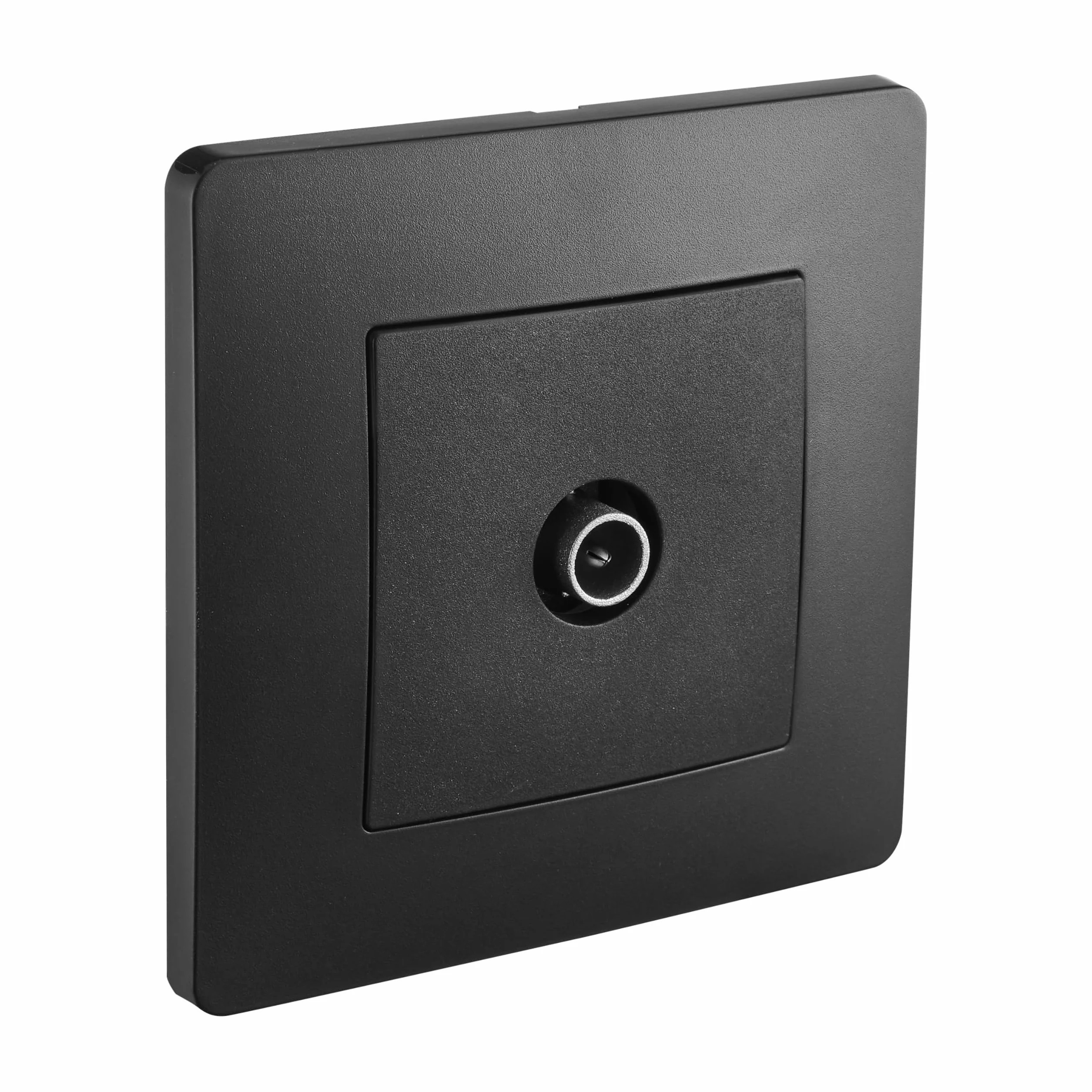 DEBFLEX - Caly - Enchufe TV de Pared - Conexión TV o Decodificador TDT - ABS - Instalación Empotrable - Dispositivo Completo con Placa de Acabado - Negro - 85 x 85x 40 mm