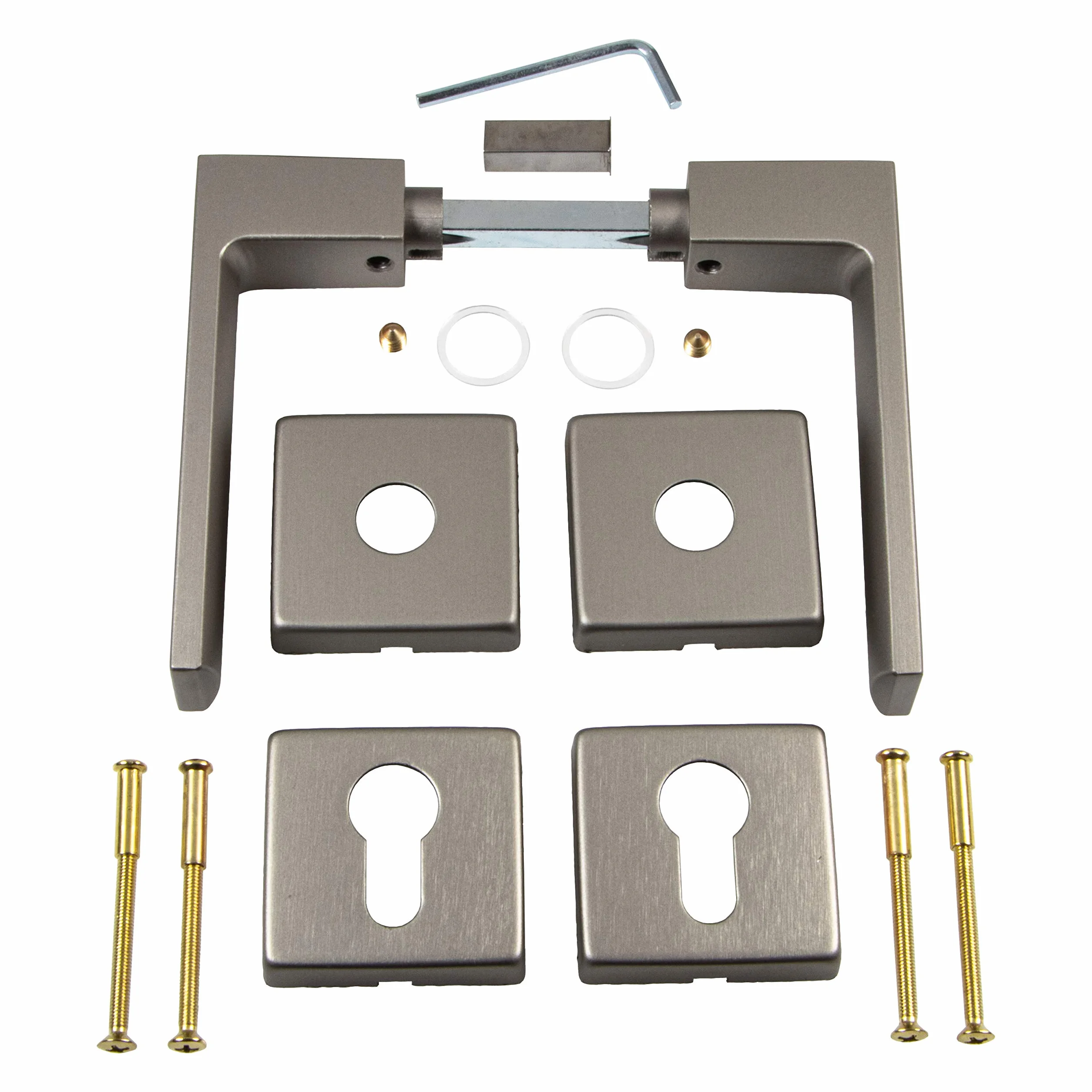 Gedotec Manija de aluminio para puerta de acero inoxidable – PUSH 1317 Ö BB – Barras de colores – Par de manijas plateadas para puertas interiores – 1 juego – Manija de puerta con material