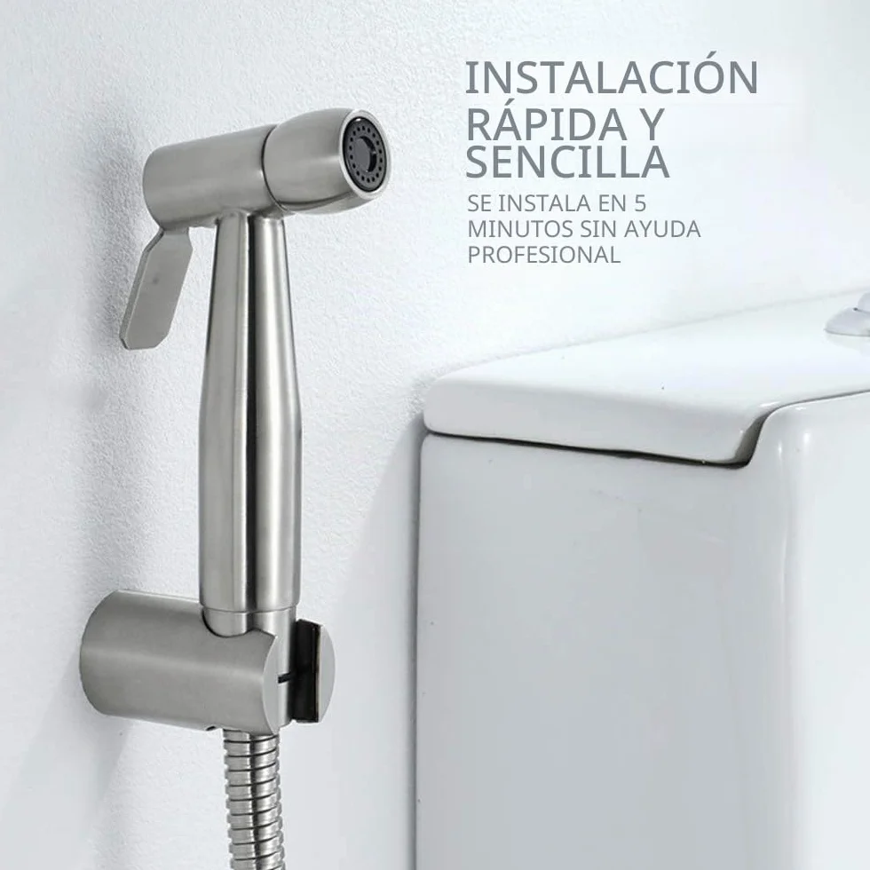 Inodoro pulverizador de bidé de mano ABS 59 pulgadas con gancho y manguera telescópica flexible