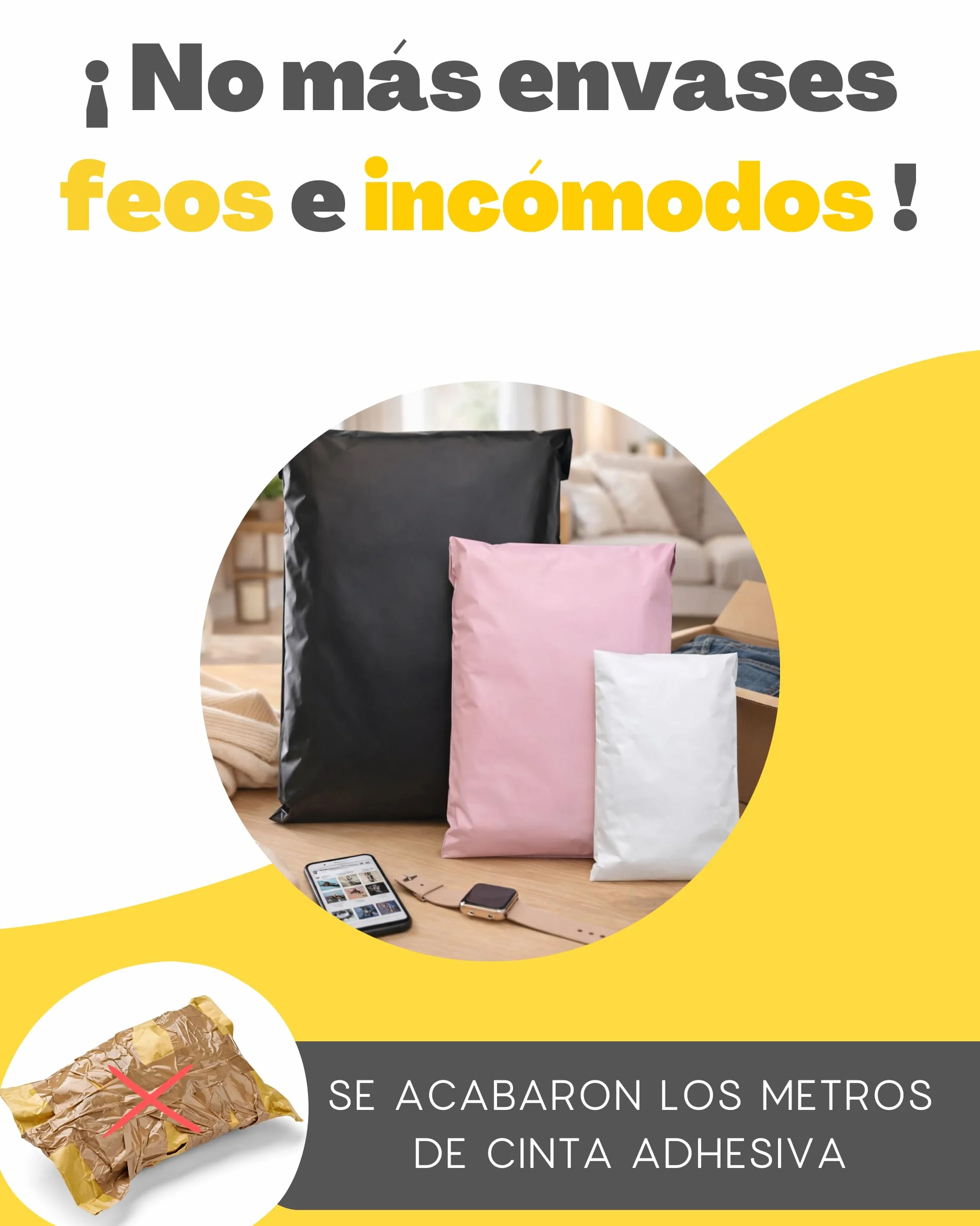 Sobres para envíos de ropa Tamaño M 25x35cm Opaco Ultra-Resistente Impermeable Plástico