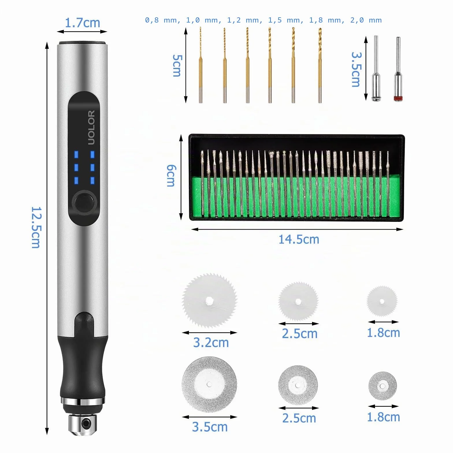 Uolor Kit de herramientas de grabado inalámbrico USB recargables, mini grabador eléctrico, herramienta de grabado portátil, herramienta multifunción para joyas, cristal, madera, plástico, metal