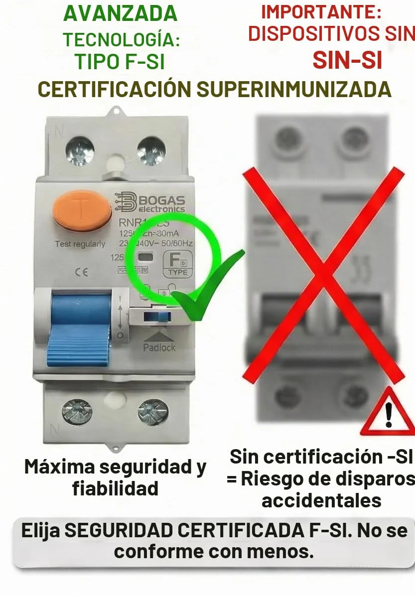 Diferencial electrico Type F-SI |40 amperios|300mA|2 polos (N+F)| con certificaciones oficiales y C E.