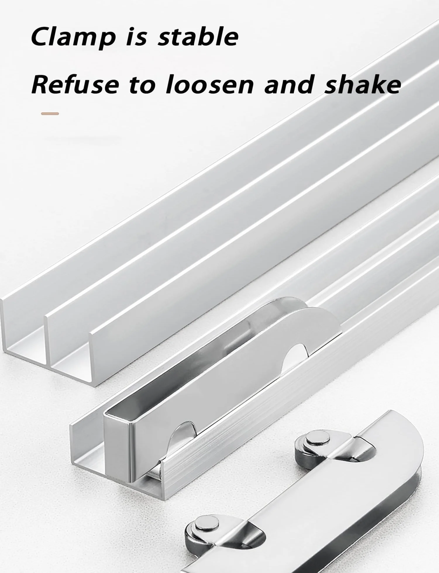 Kit de riel para puerta corredera de cristal, riel guía de aluminio de doble canal con rodillos silenciosos para vitrinas y armarios