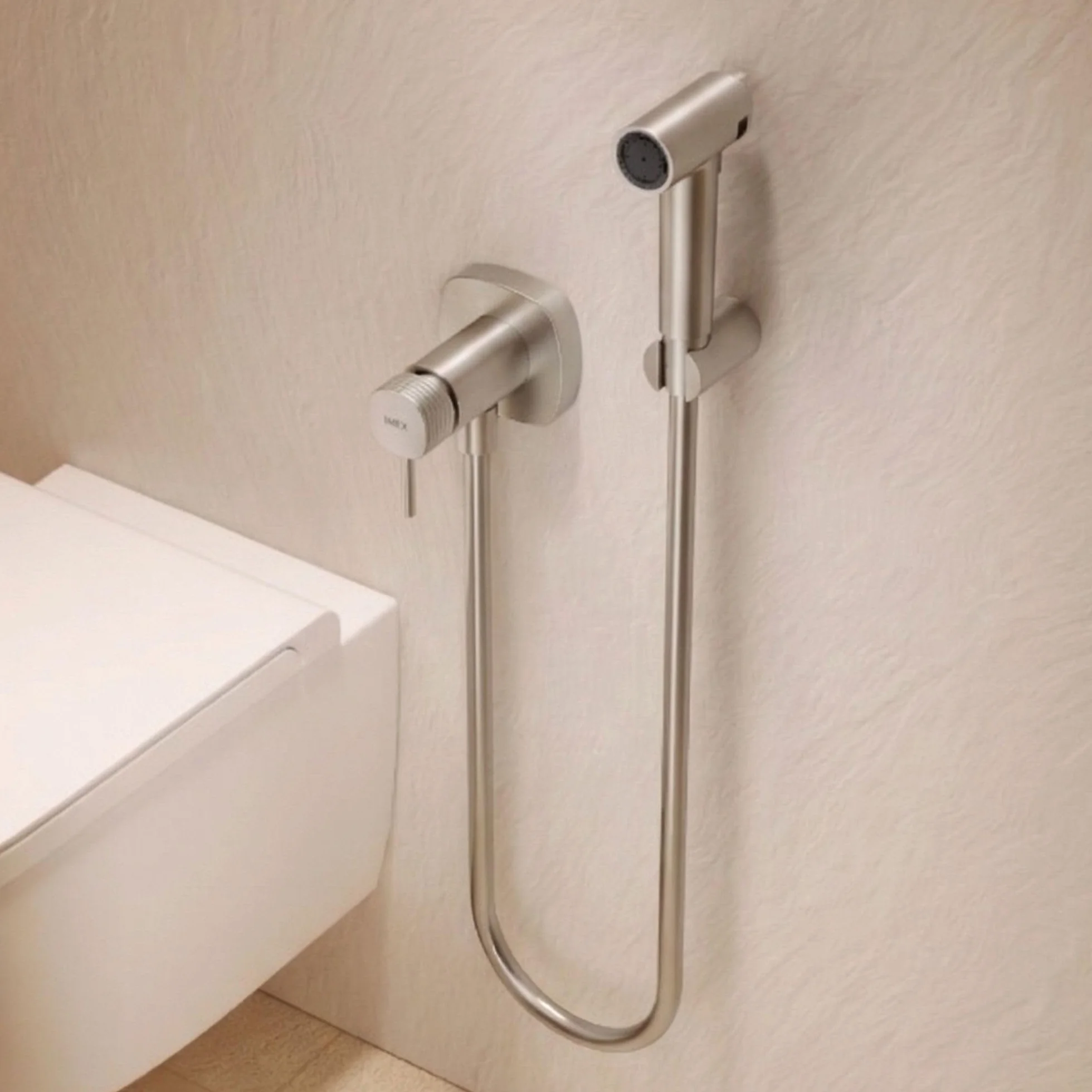 Grifo Bidet Empotrado Serie Firenze Níquel Cepillado IMEX Ducha Higiénica Monomando Fría y Caliente