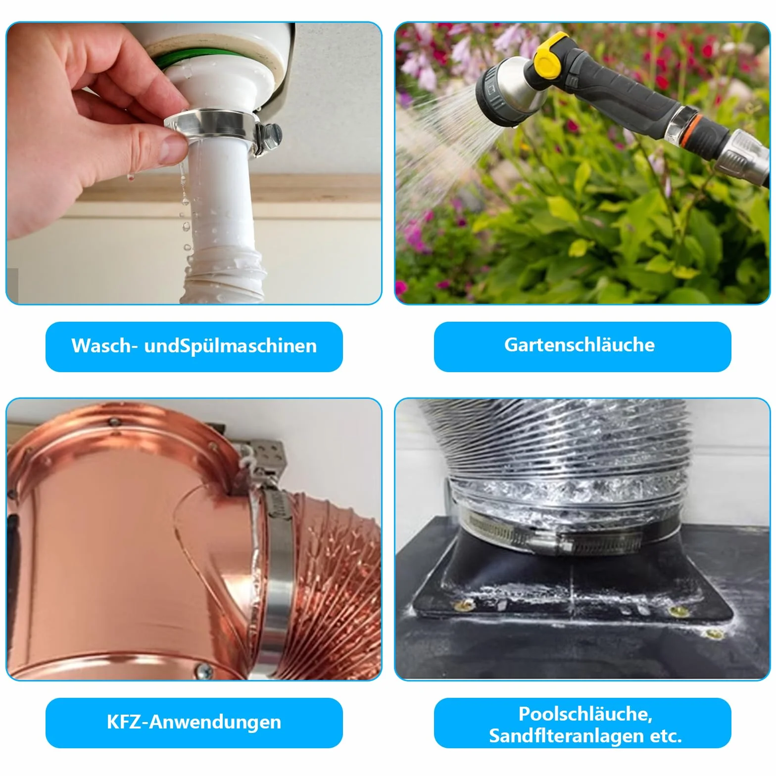 12 Pcs Abrazaderas Metalicas para Tubos, Abrazaderas de Acero Inoxidable Ajustable 16-27 mm, Abrazaderas de Tubo, Abrazaderas de Manguera de Acero Inox para Mangueras Tubería de Agua Piscina
