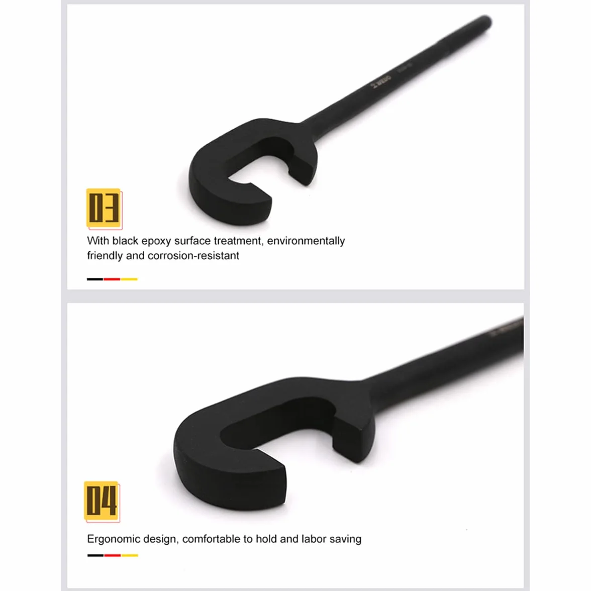 WEDO Llaves combinadas tipo C llave inglesa llave con extremo abierto herramienta para extracción e instalación 40 acero cromado resistencia al desgaste ancho 40 mm longitud 450 mm