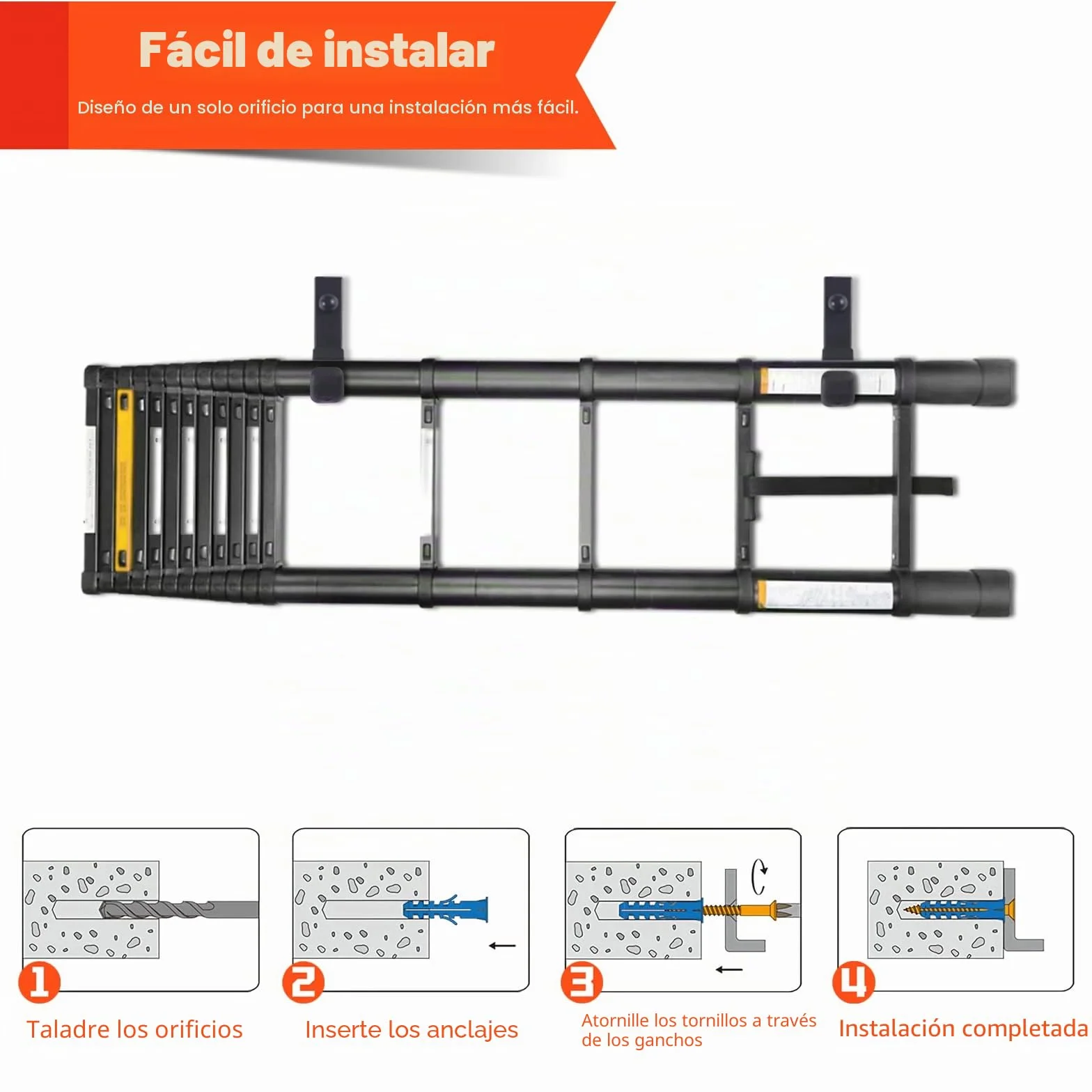 4 Ganchos Pared, Resistentes para Garaje, Ganchos para Colgar Almacenamiento, en J Soporte Herramientas Pared Multiusos, Ganchos para Colgadores para Equipo Deportivo (10 cm, 40 kg)