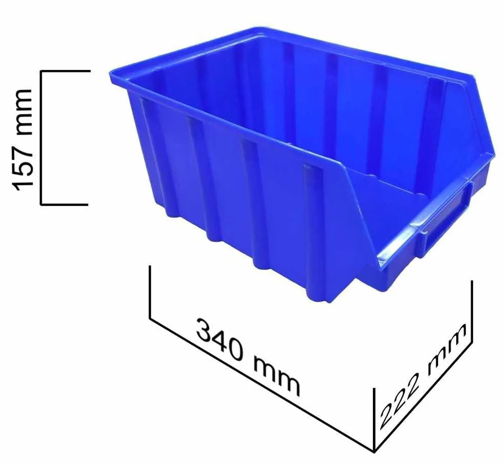 15 unidades Cajas – Azul – Tamaño 4 (222 x 340 x 157 mm) – Apilable/Visión estante de caja/caja/caja de almacenamiento