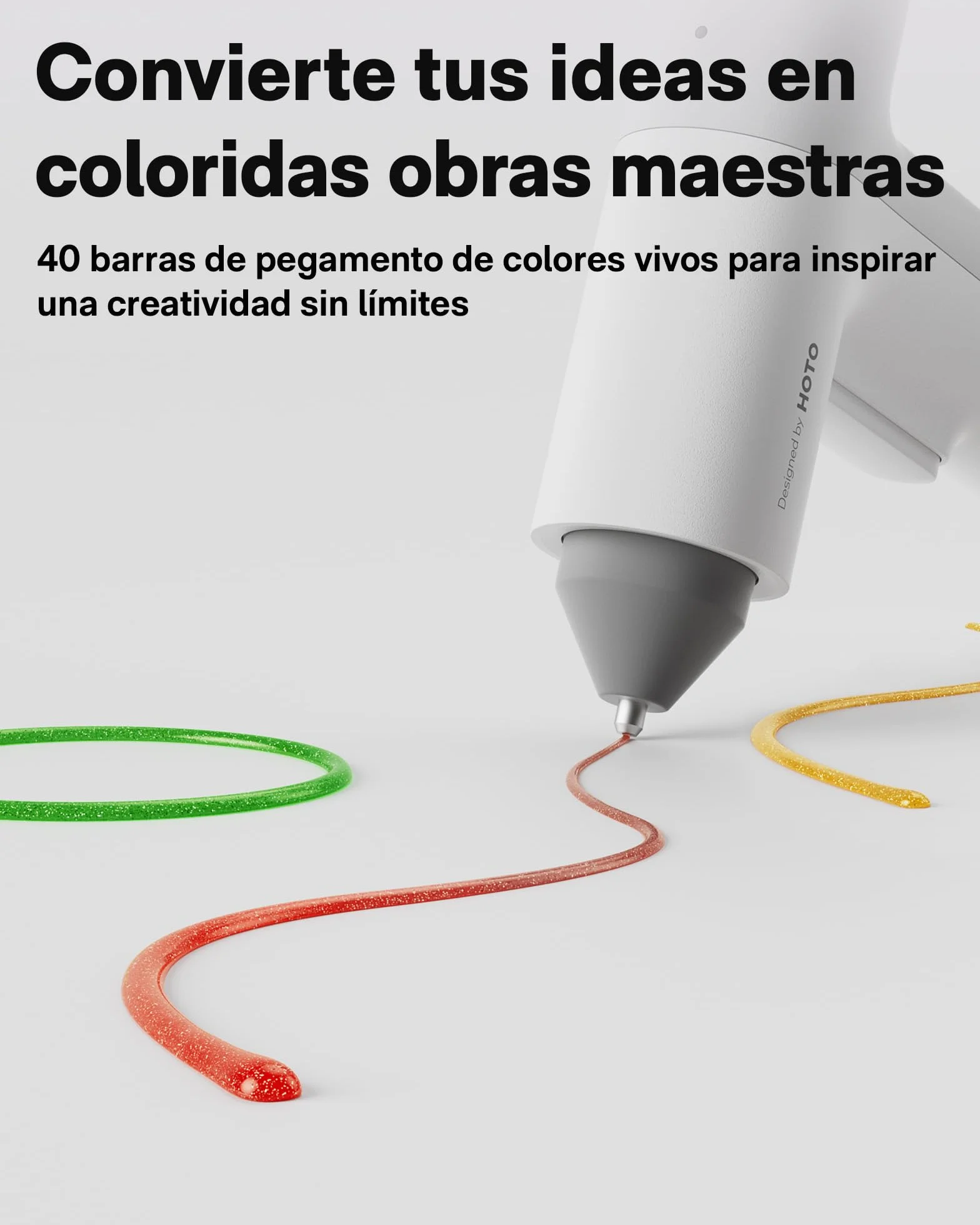 HOTO Pistola de Silicona Caliente,Pistola Pegamento Caliente Calentamiento Rápido 30S, 3000mAh Batería Recargable por USB-C,Con 40PCS Barras,Para Bricolaje Arte,Empaques,Reparaciones y en El Hogar