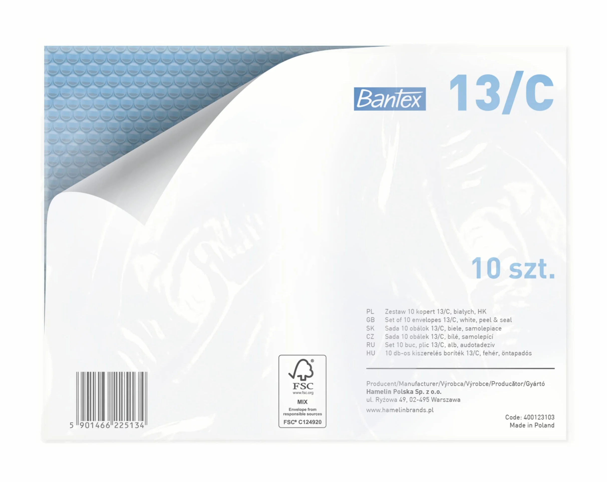 Bantex C3 sobres acolchados con burbujas 225 x 175 mm blanco cierre autoadhesivo