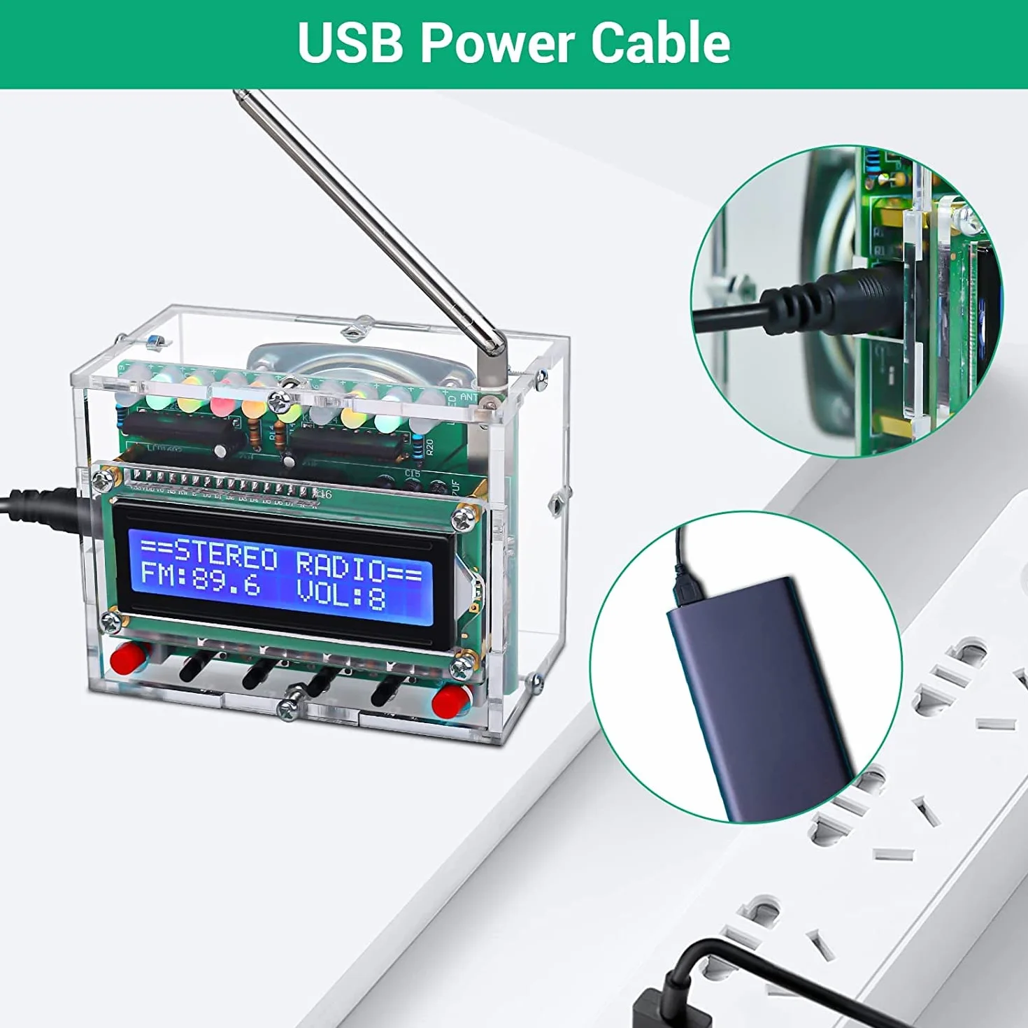 DONGKER Kit de Radio FM Digital Con Pantalla LCD 87-108 MHz, Proyecto de Soldadura, Electrónica, Receptor Inalámbrico Para Aprendizaje y Enseñanza