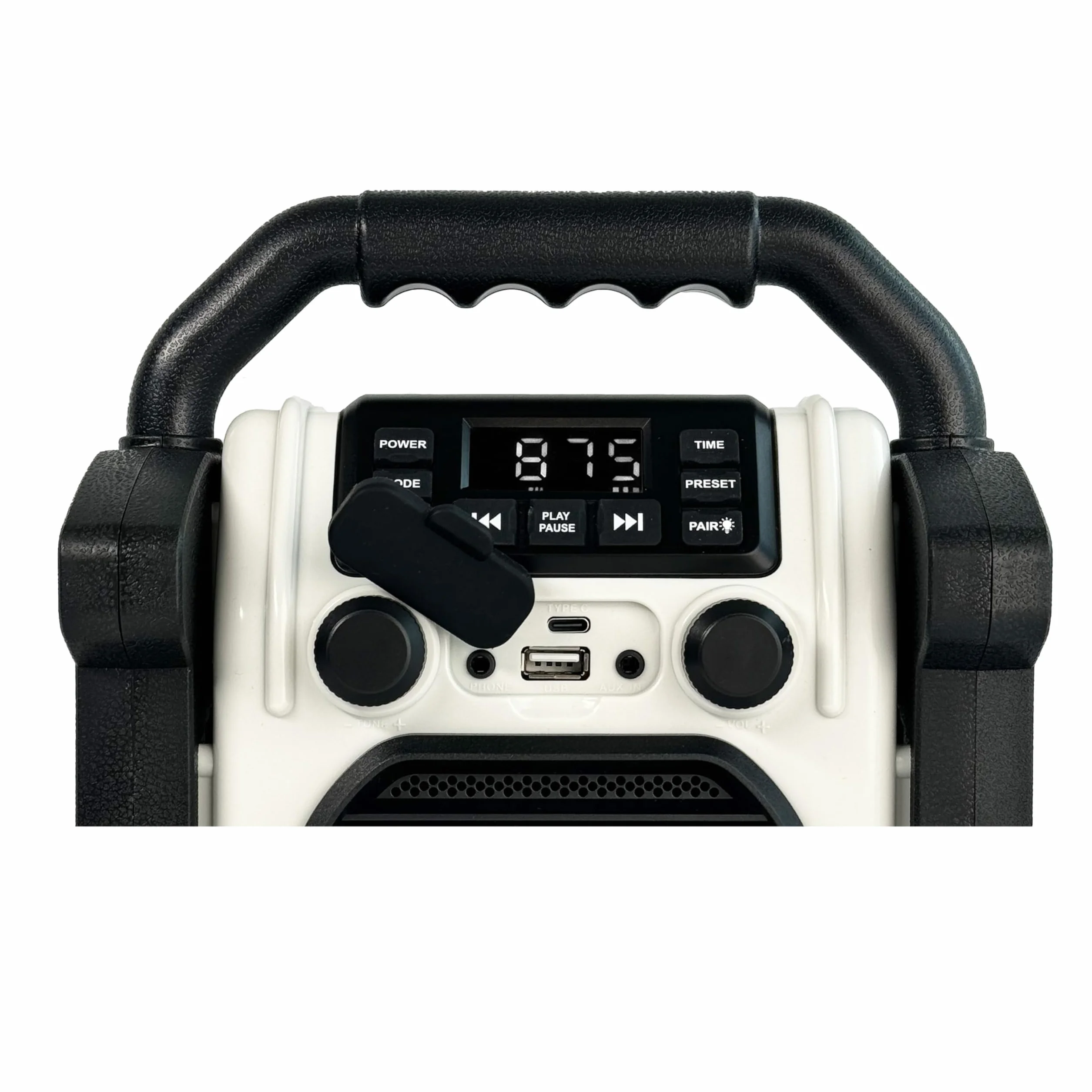 BR 230 BT - Radio para Obras con Bluetooth, Color Amarillo neón/Blanco Roto, Silva Schneider - Radio Digital PPL, 100 W, IP55 Resistente al Polvo y al Agua, batería de 4000 mAh, función de Carga USB