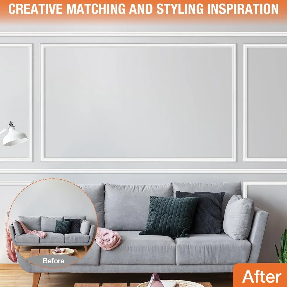 Listones Autoadhesivos para Pared 2.2cm x 3m Molduras Decorativas Flexibles Blanco