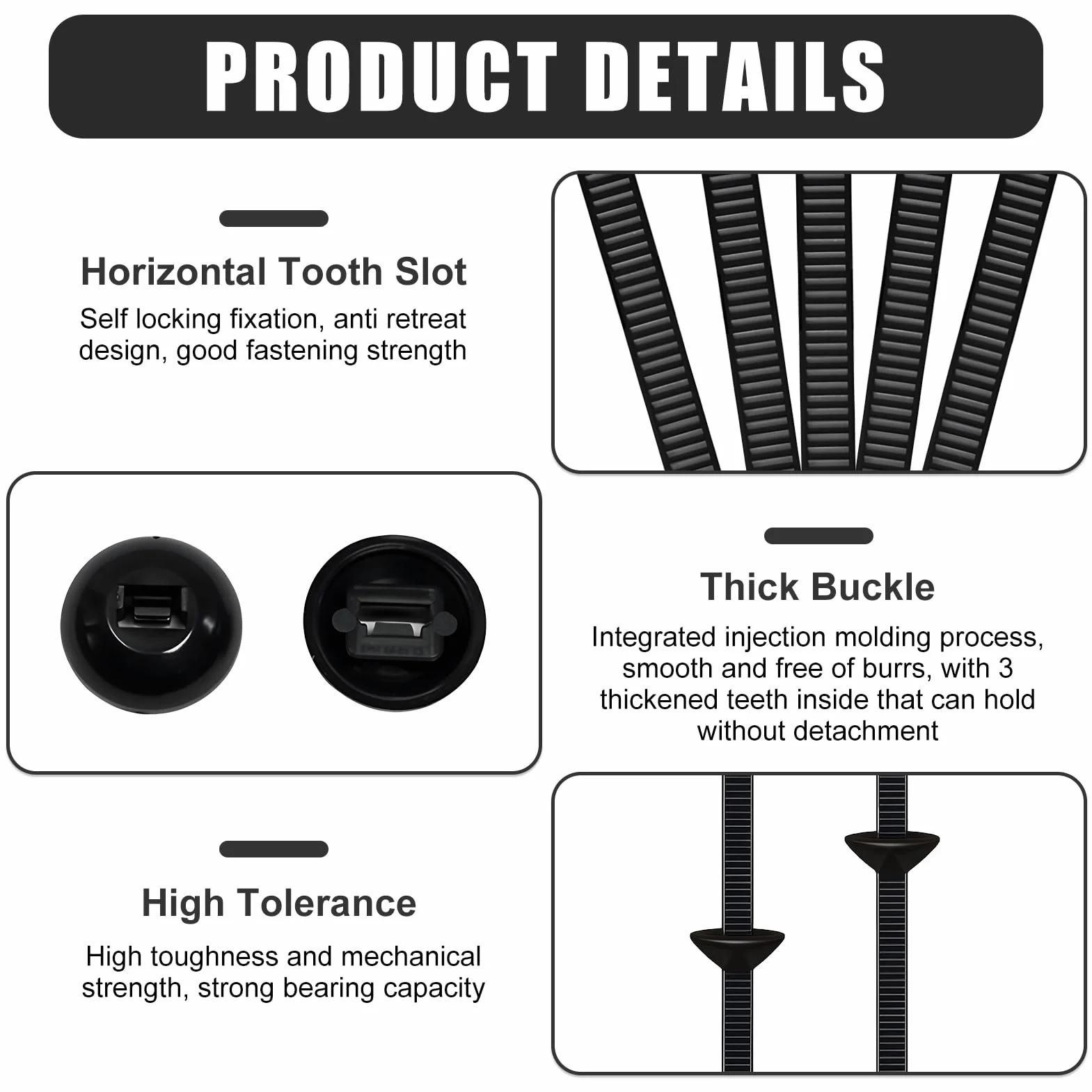 Hebilla Universal para Bridas de Nailon, Abrazaderas Plastico, Soporte de Nailon Autoblocante Resistente con Cierre Automático para Automóviles, Hogar, Reparaciones y Maquinaria (50 Juegos)